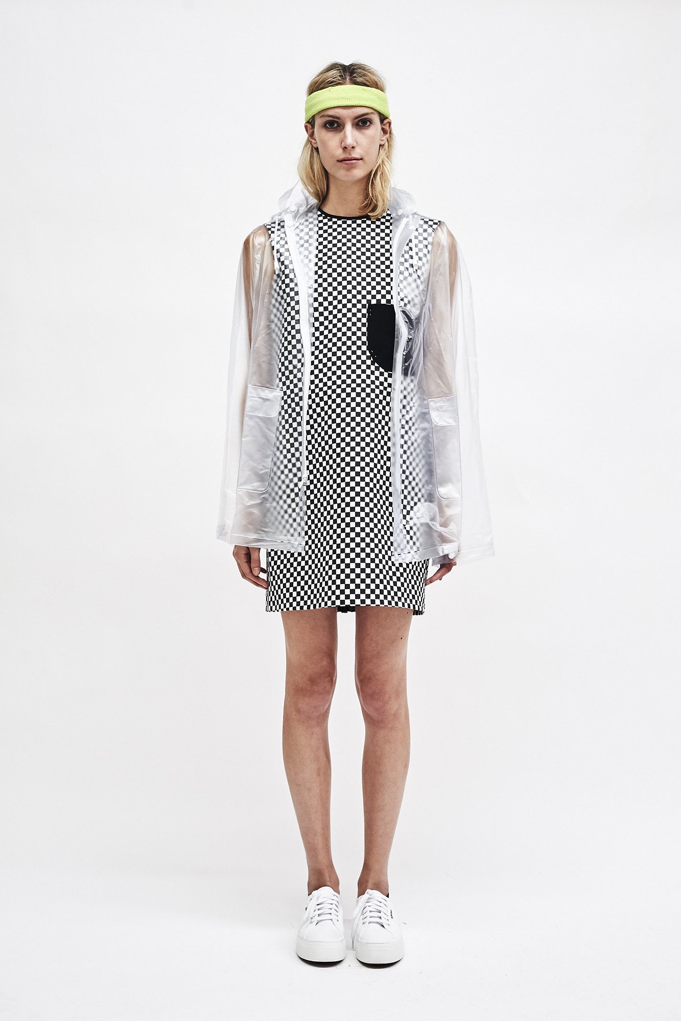 clear vinyl long-sleeve hooded relaxed shiny jacket