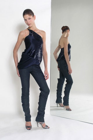 black denim slim zippered pants
