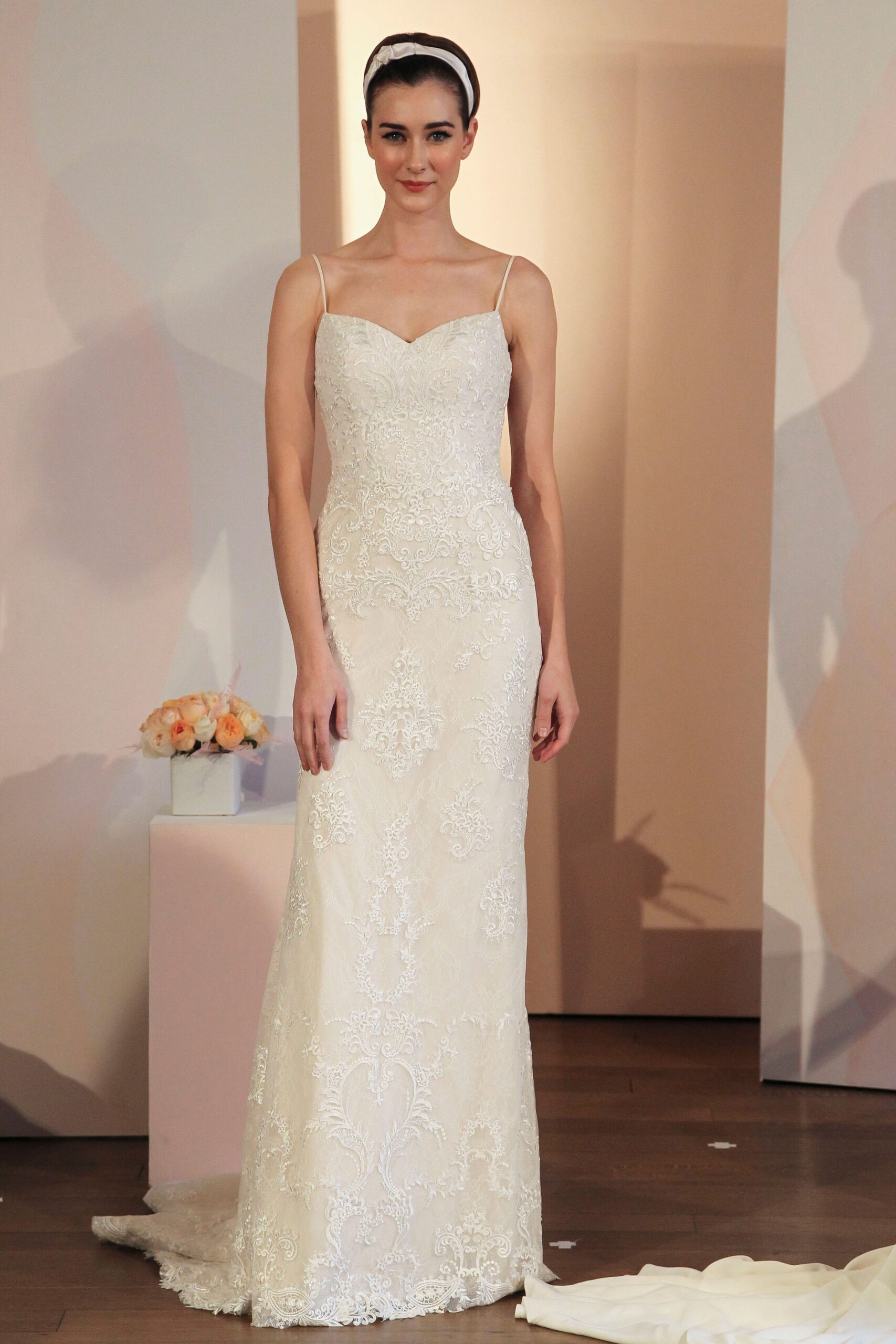 ivory lace fitted gown