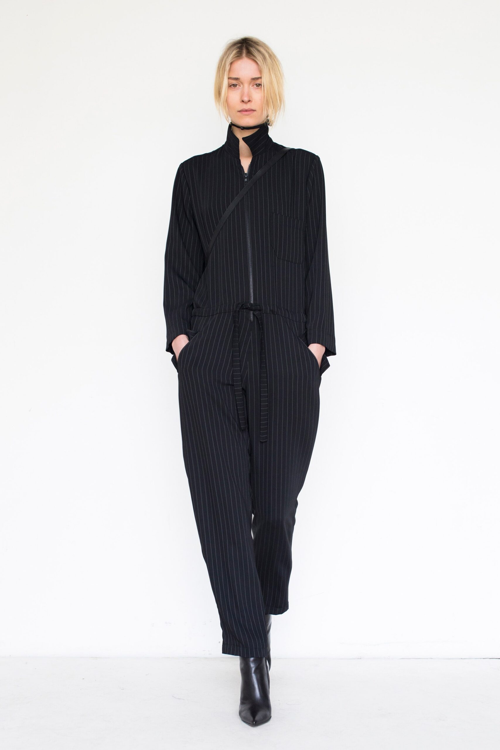 black striped relaxed jumpsuit