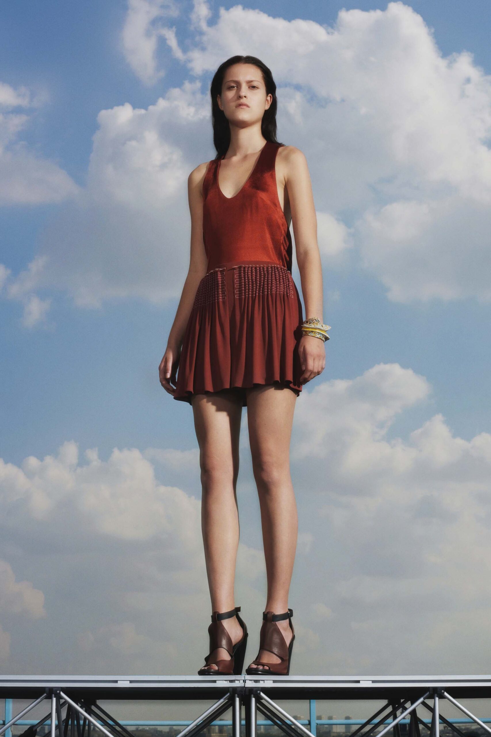red silk sleeveless mini dress