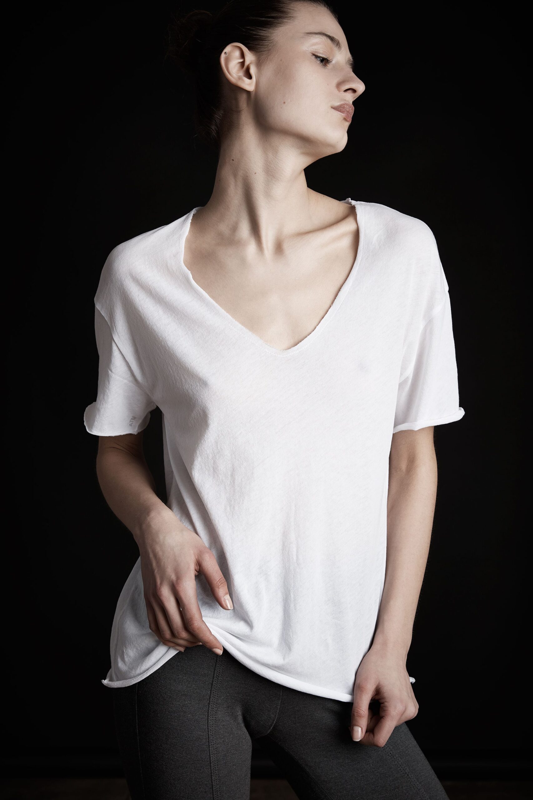 white relaxed t-shirt with black leggings