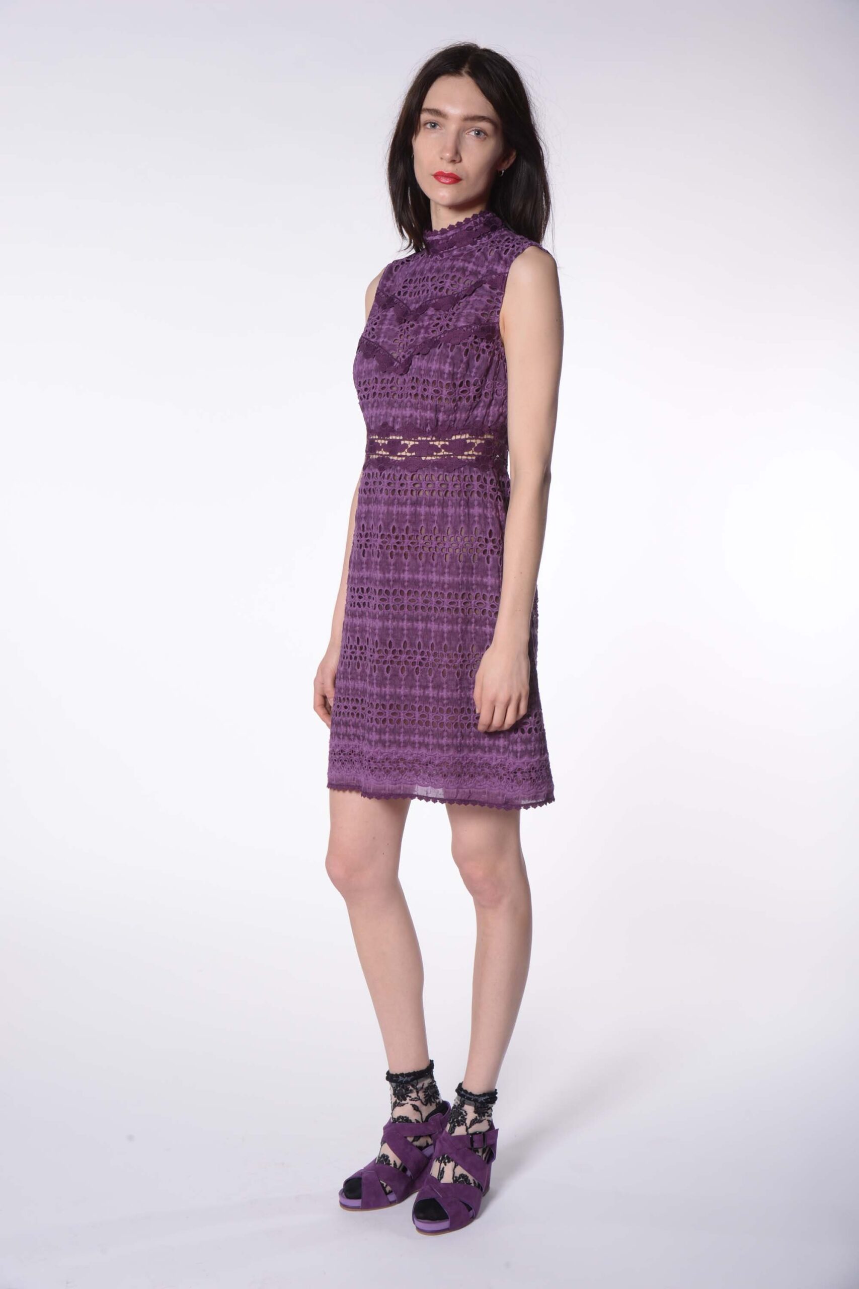 fitted purple lace dress