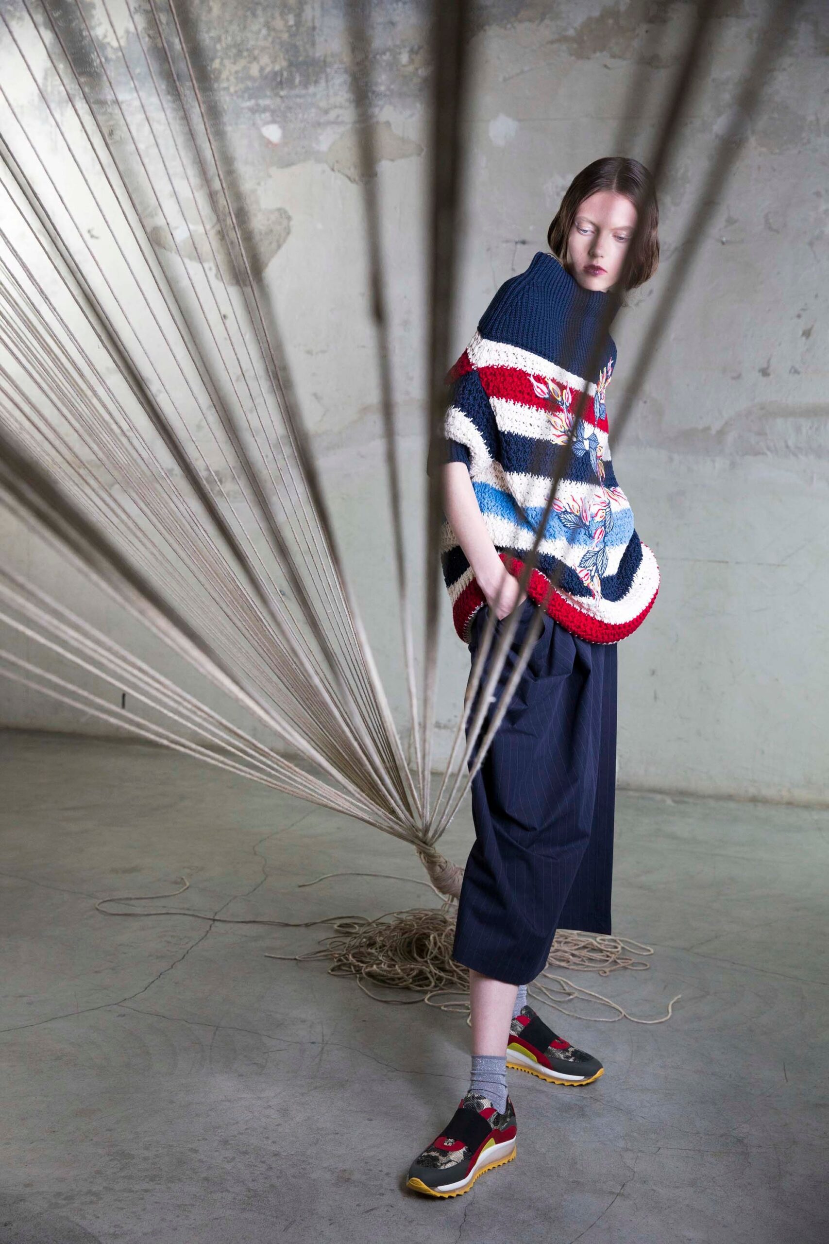 relaxed striped top with wide-leg pants