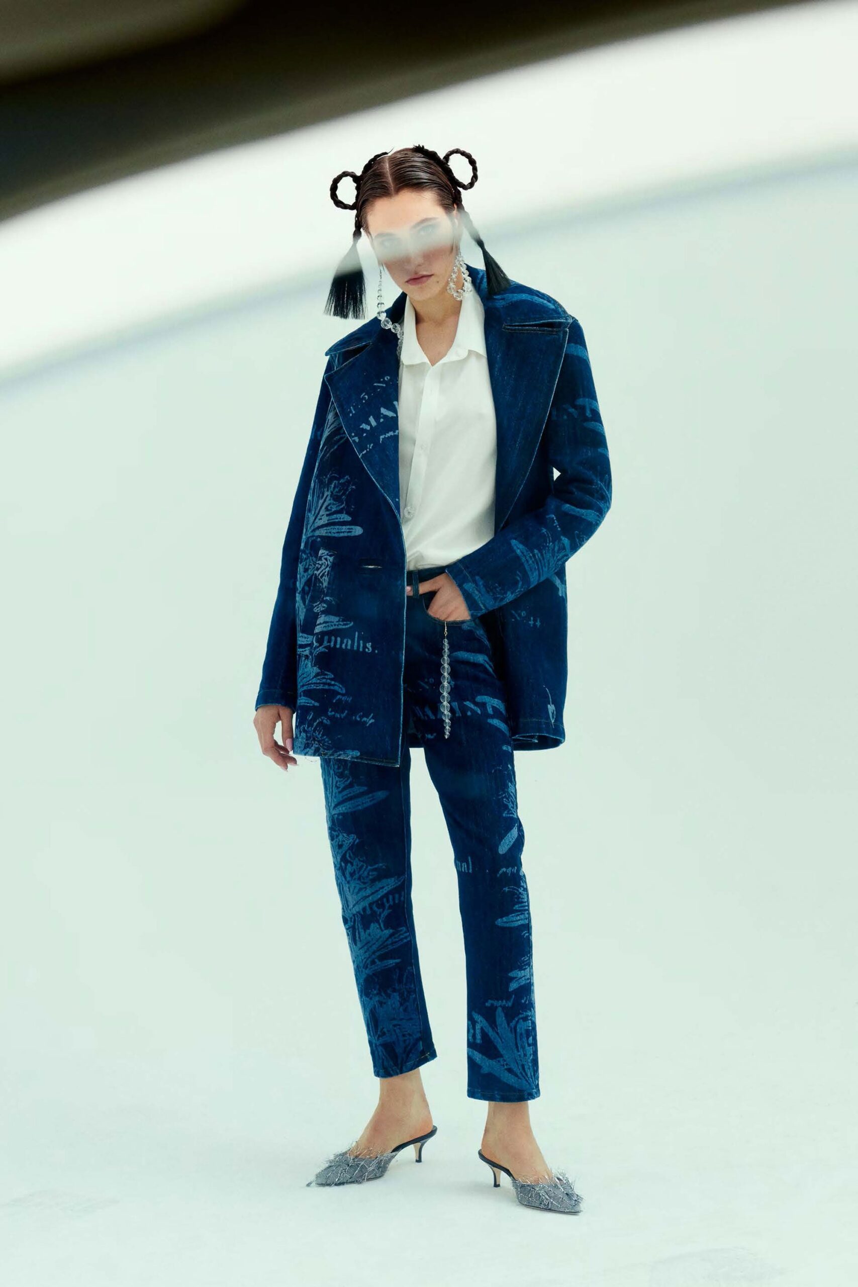 blue denim jacket with white shirt