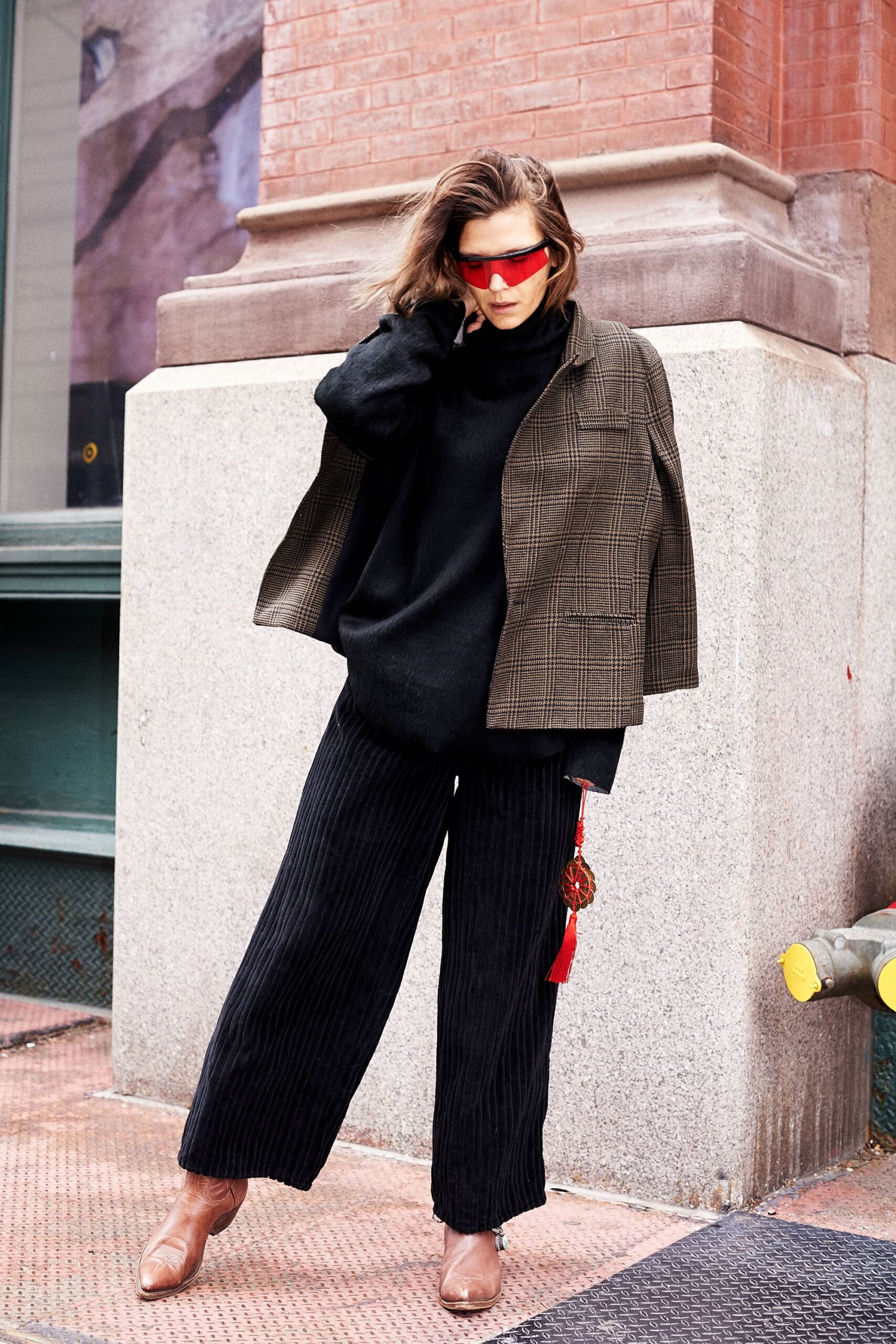 black wool turtleneck oversized sweater