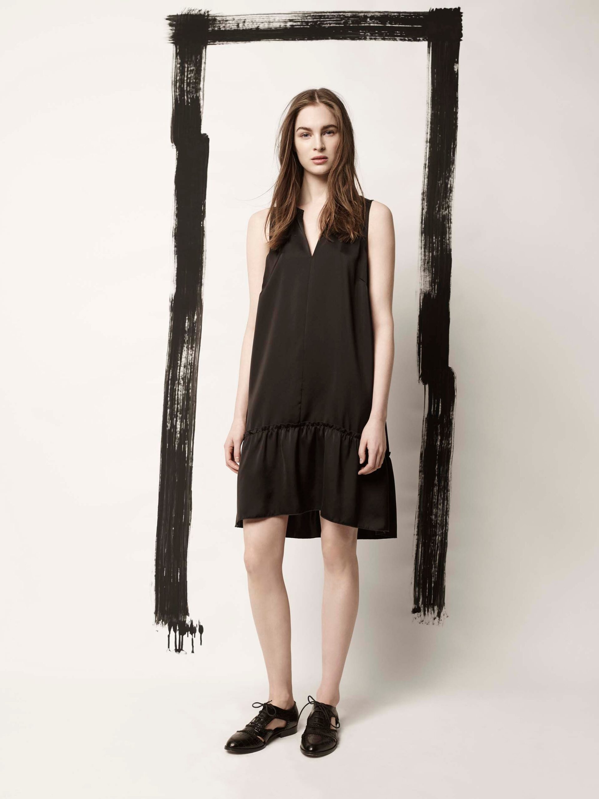 black silk sleeveless dress