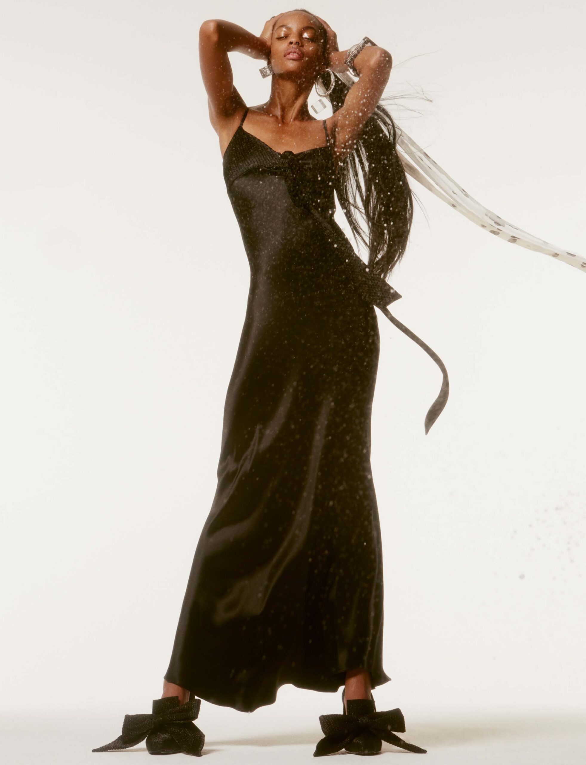 black silk sleeveless dress