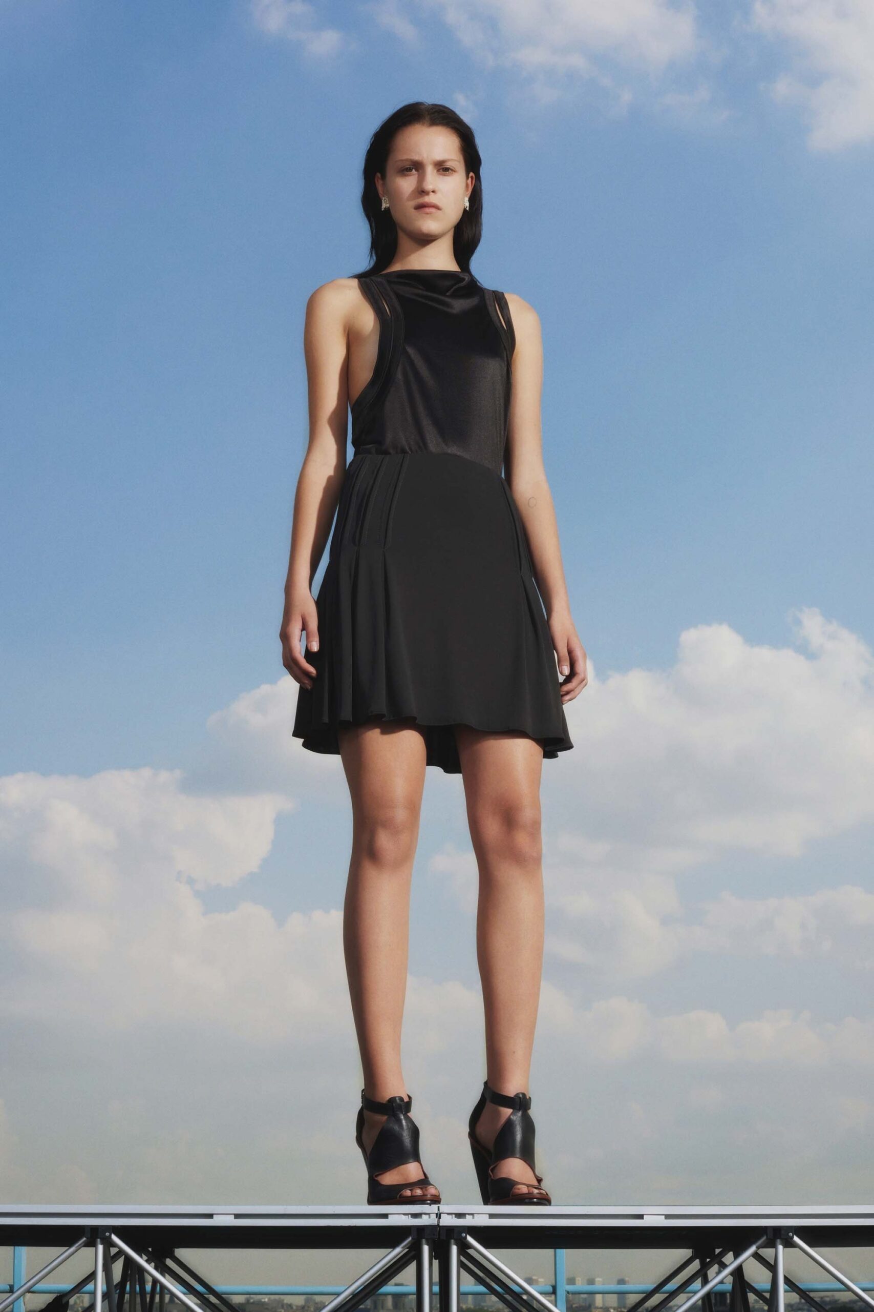 black silk sleeveless dress