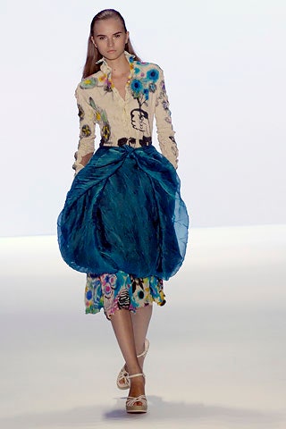 printed shirt-dress with draped skirt