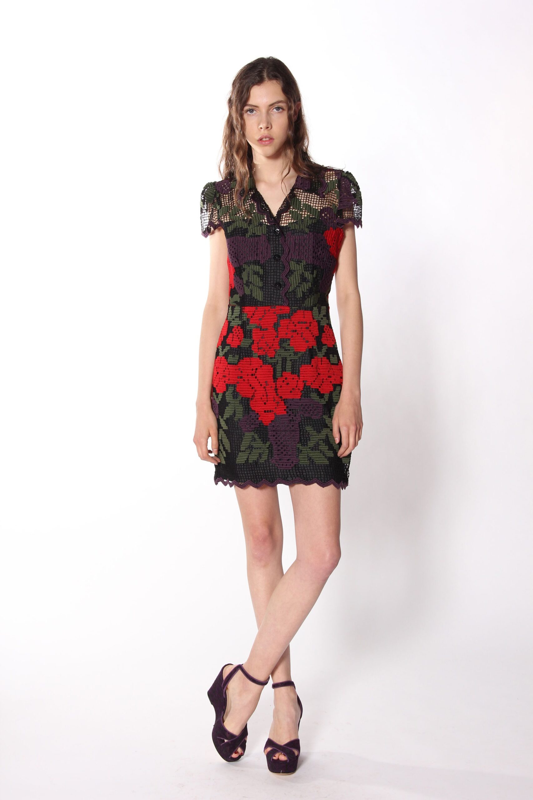 fitted black lace mini dress