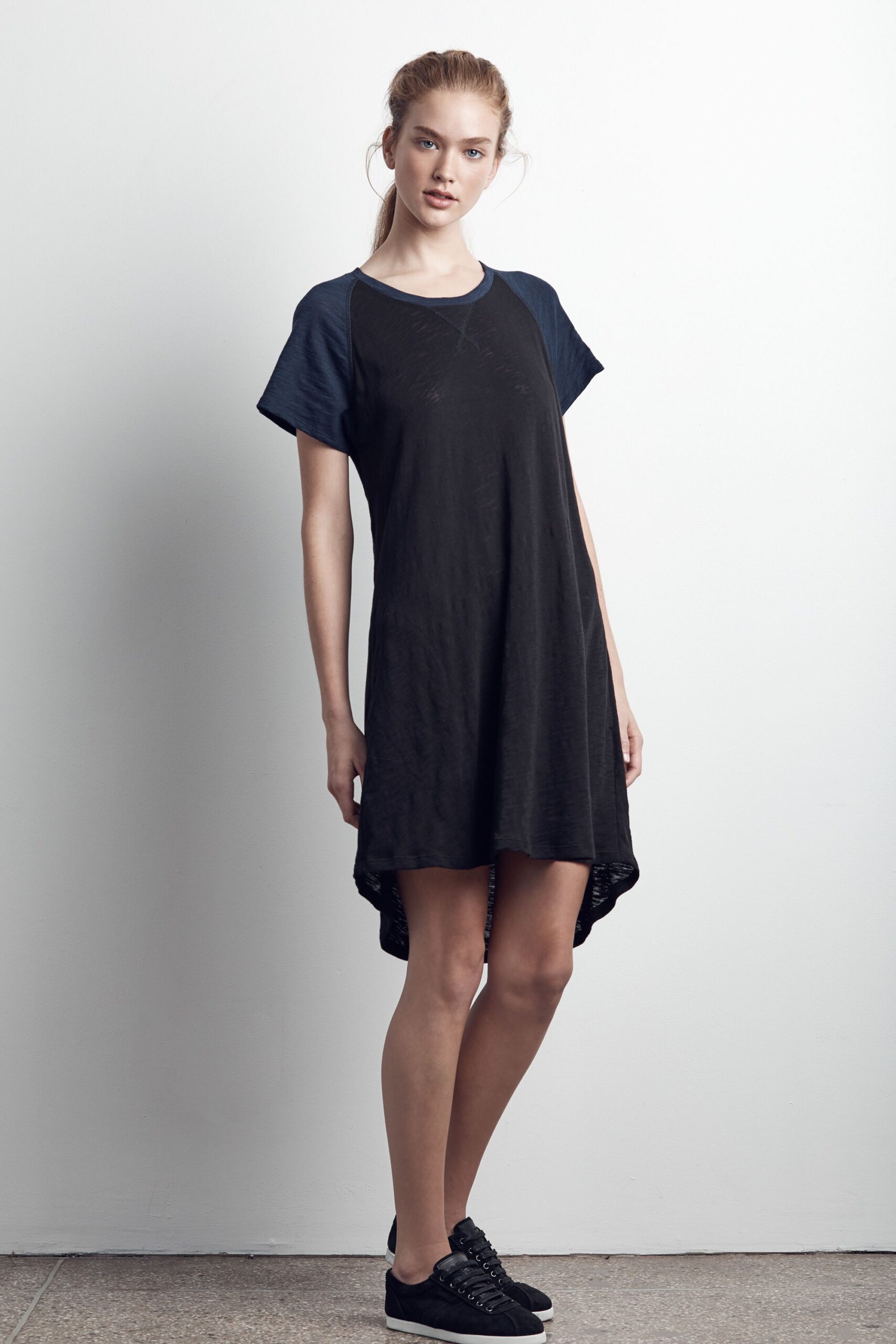 black relaxed asymmetric dress