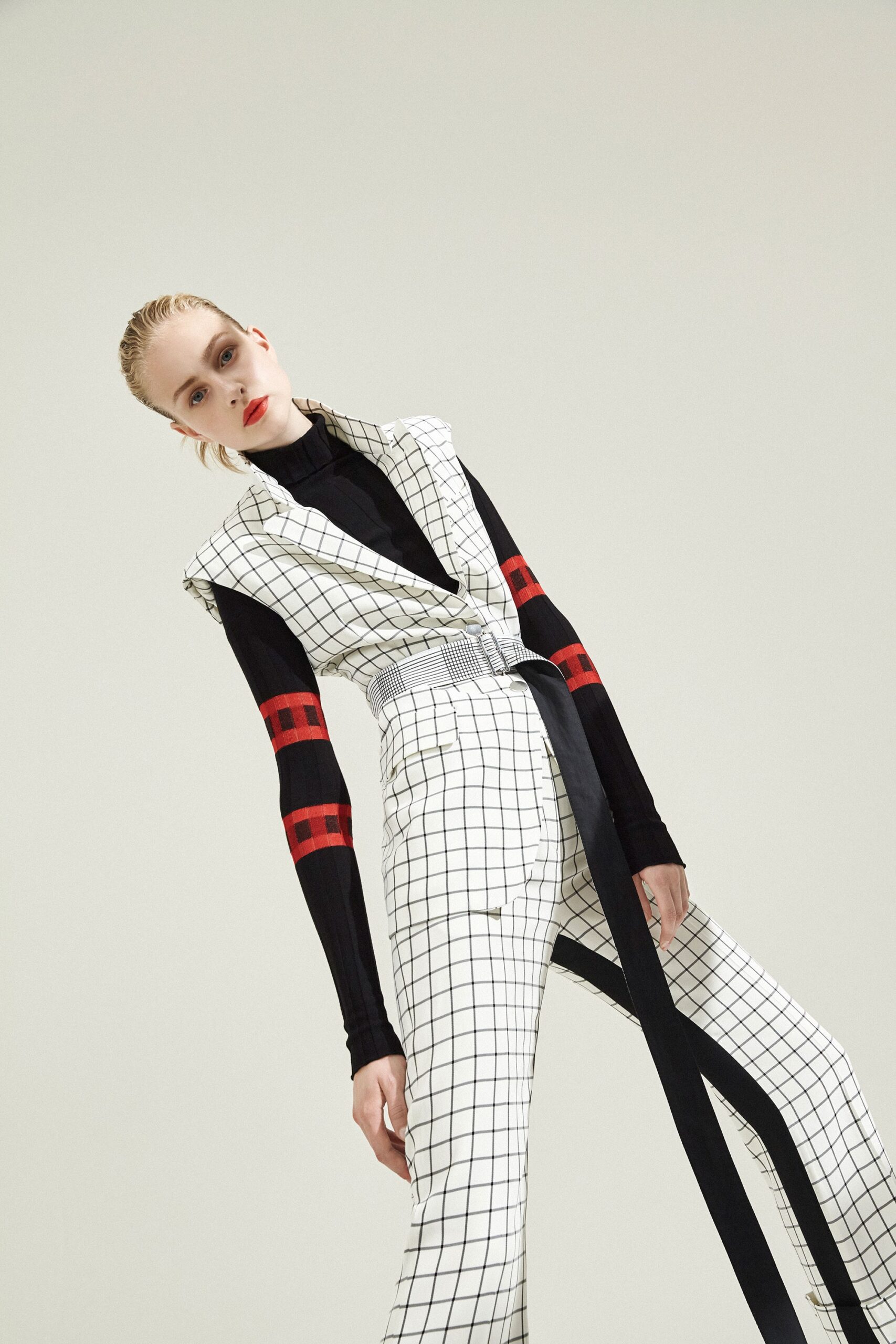 black and white checked jumpsuit