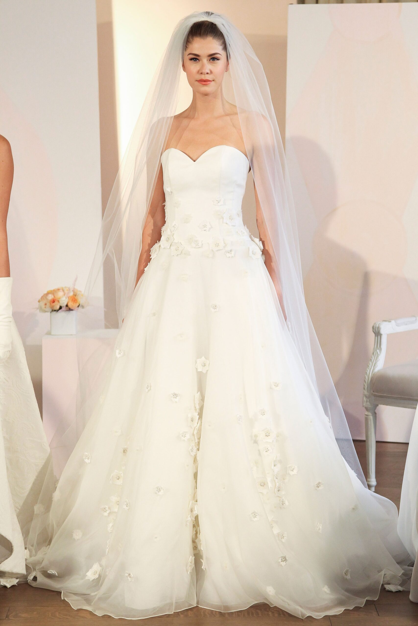 white strapless wedding gown