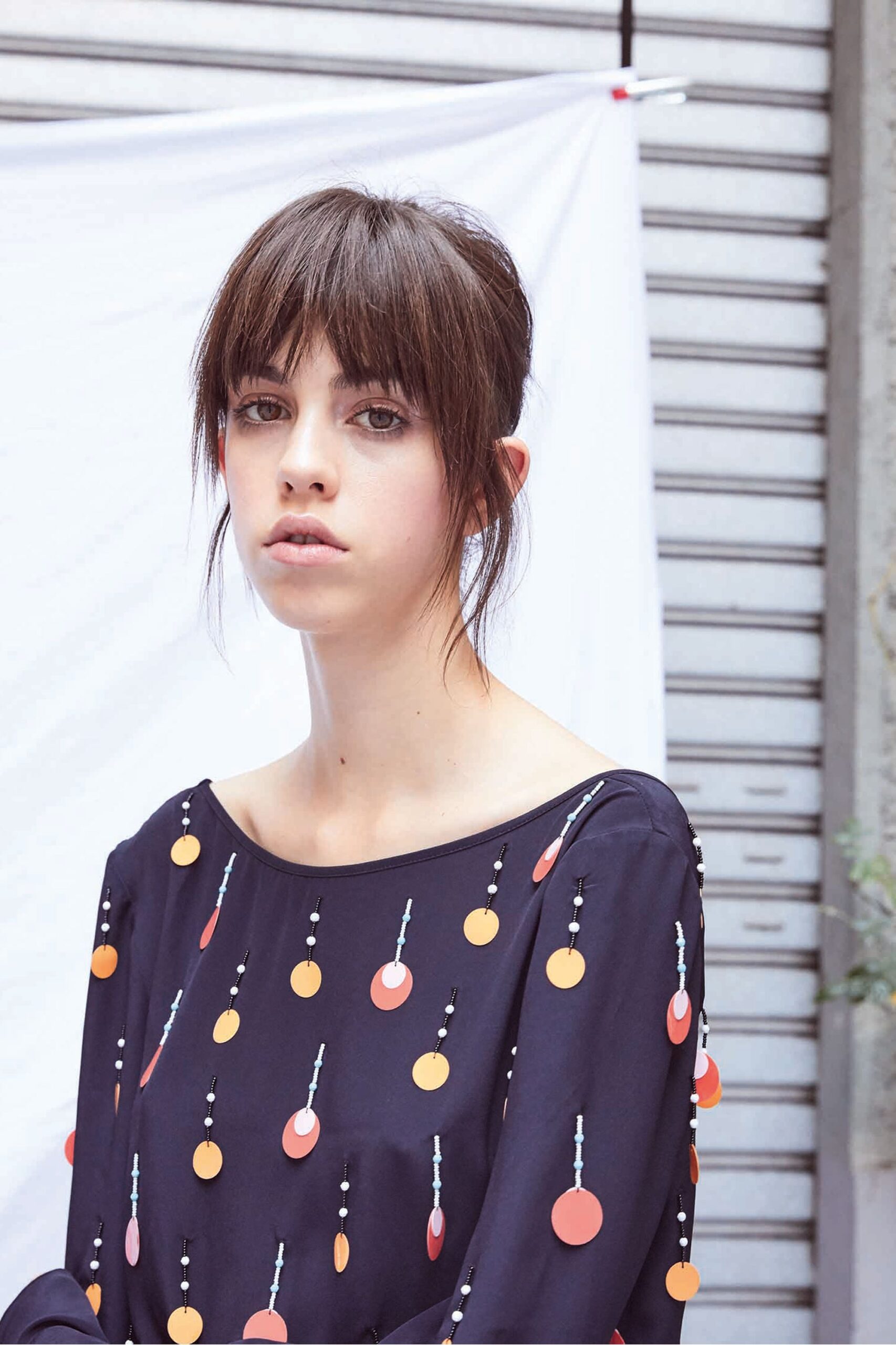 navy printed relaxed blouse