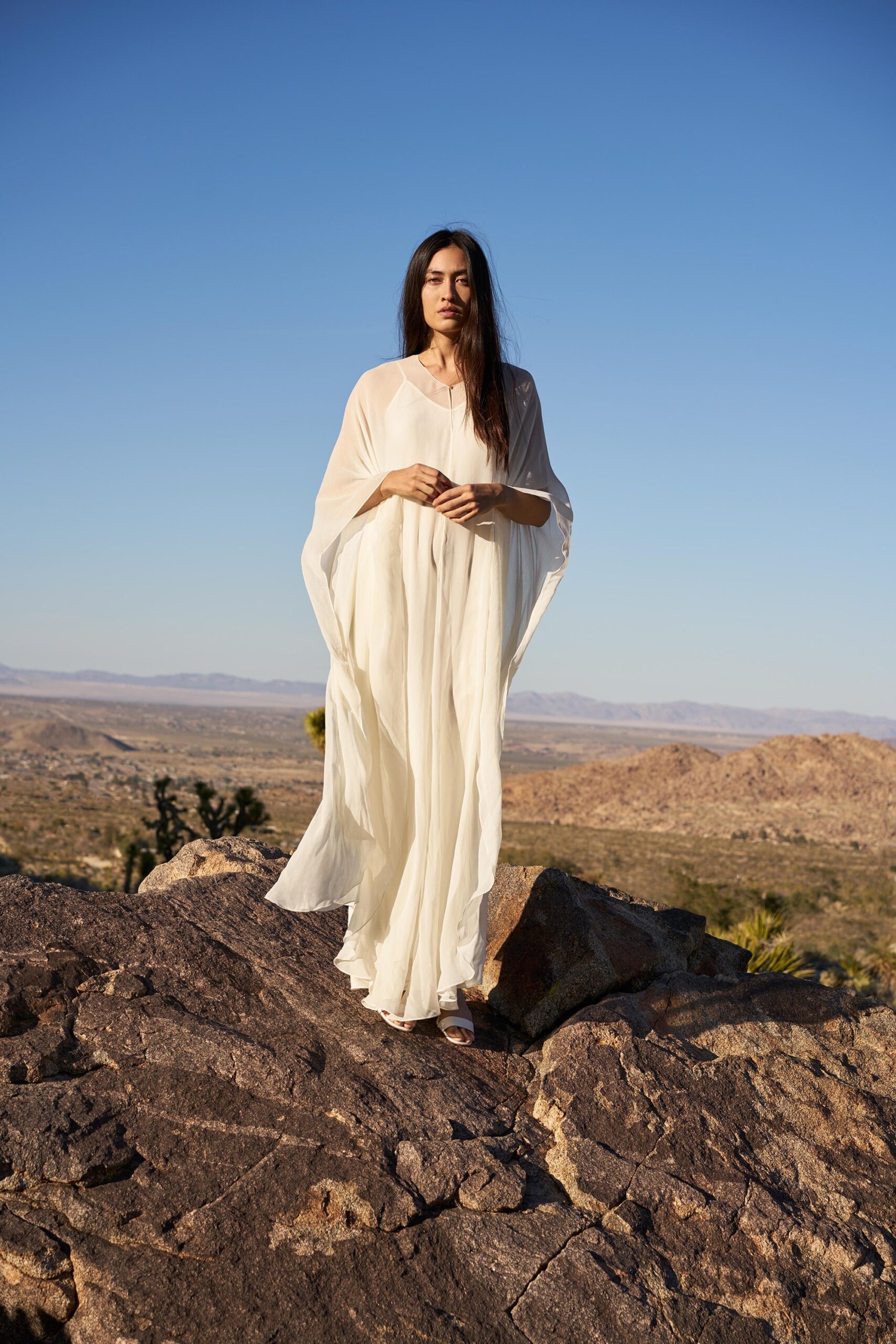 white flowing maxi dress
