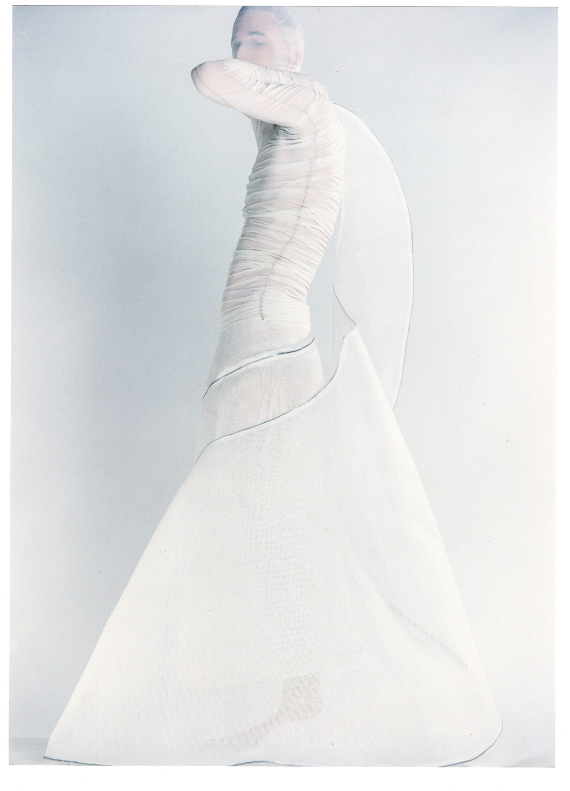 white silk fitted dress