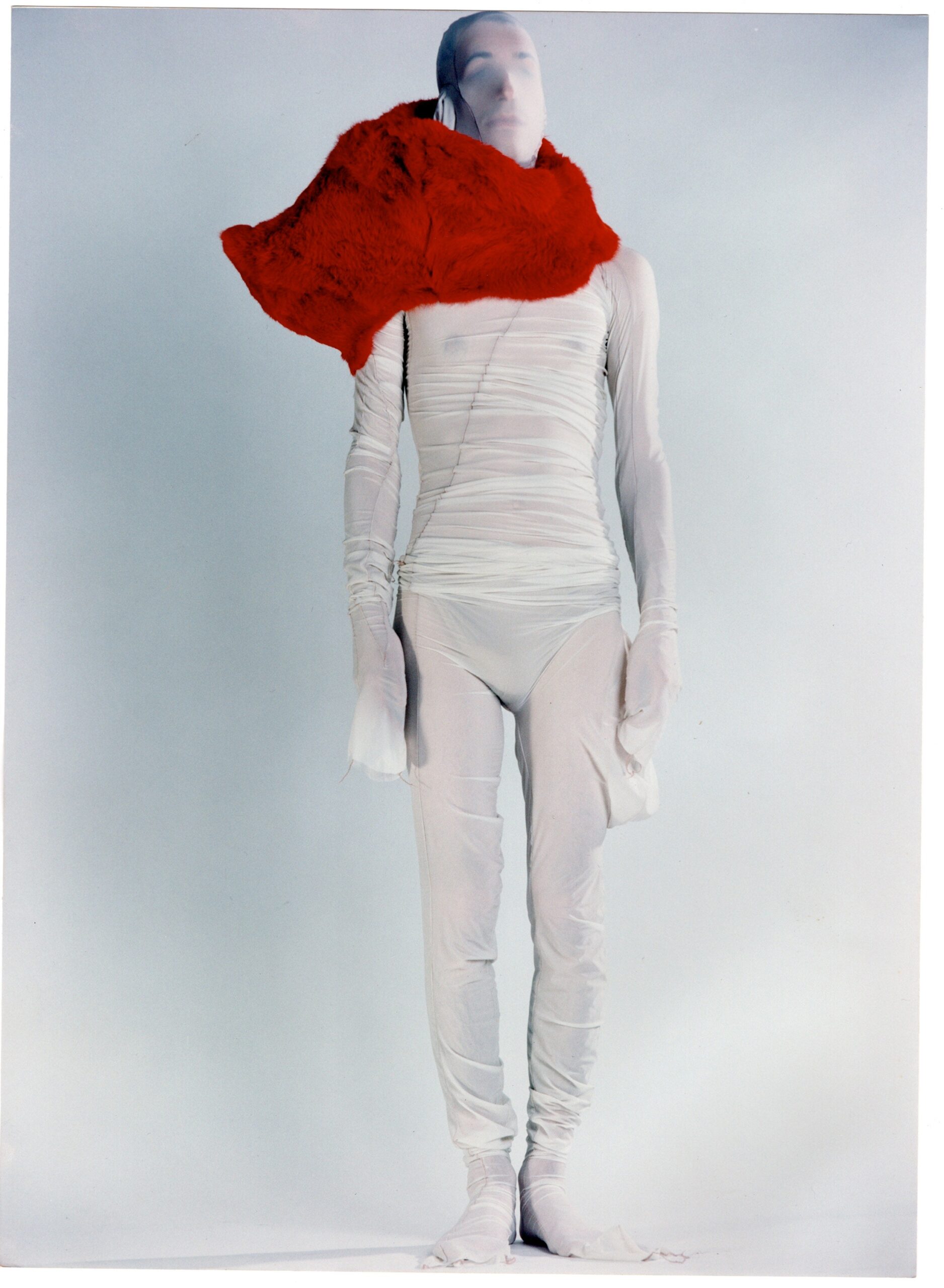 red fur relaxed layered cape