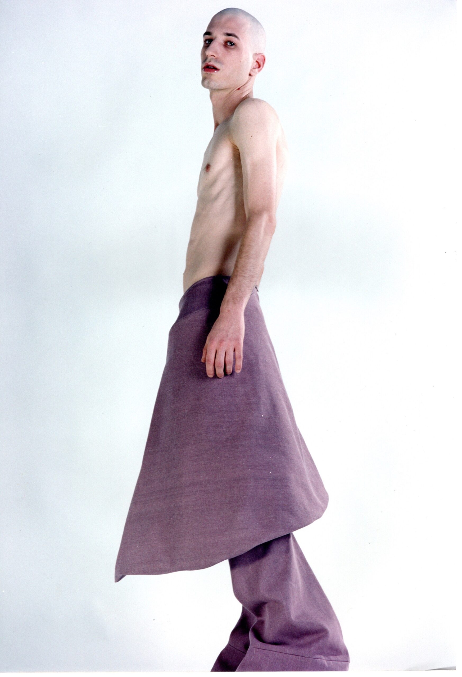 purple relaxed asymmetric pants and skirt