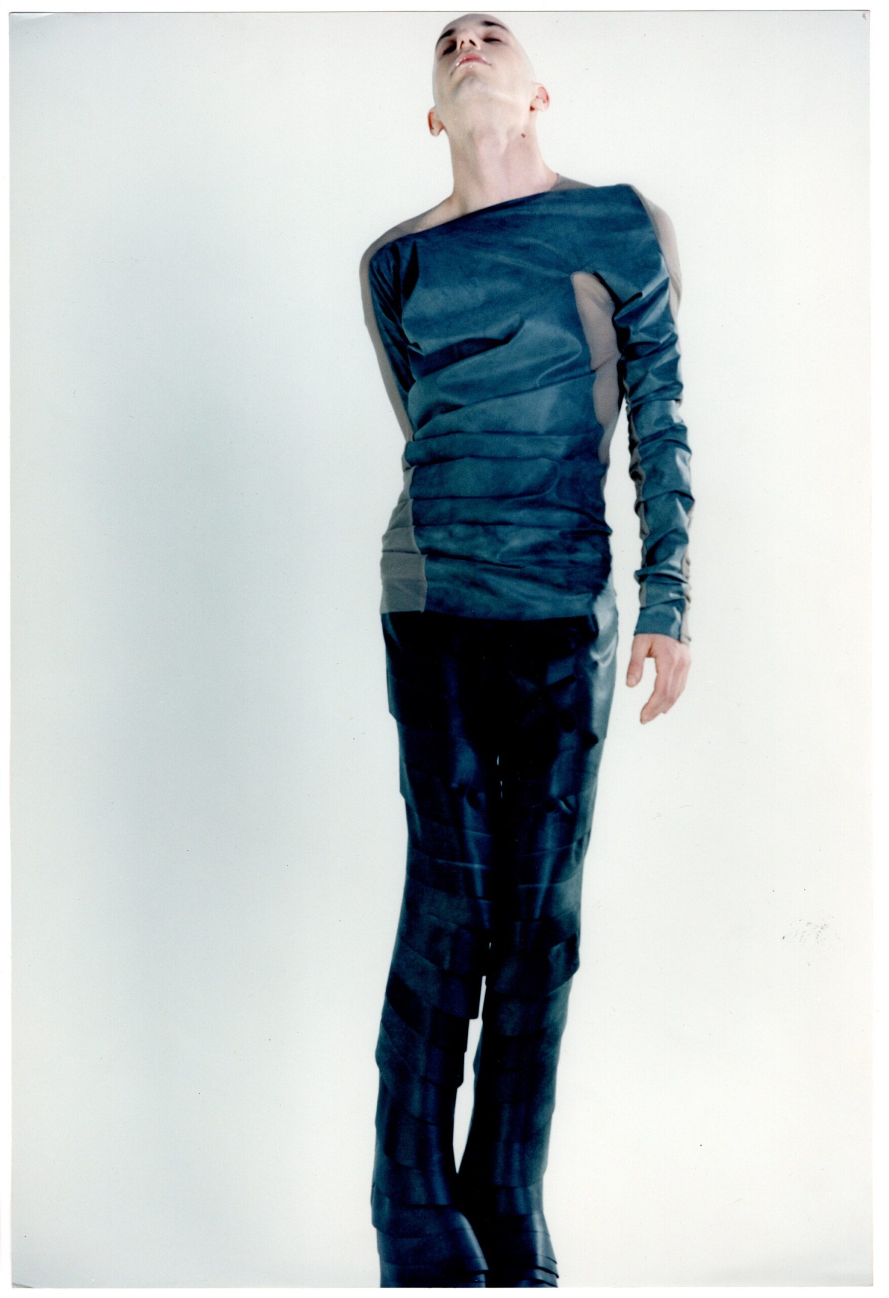 black cotton slim pleated pants