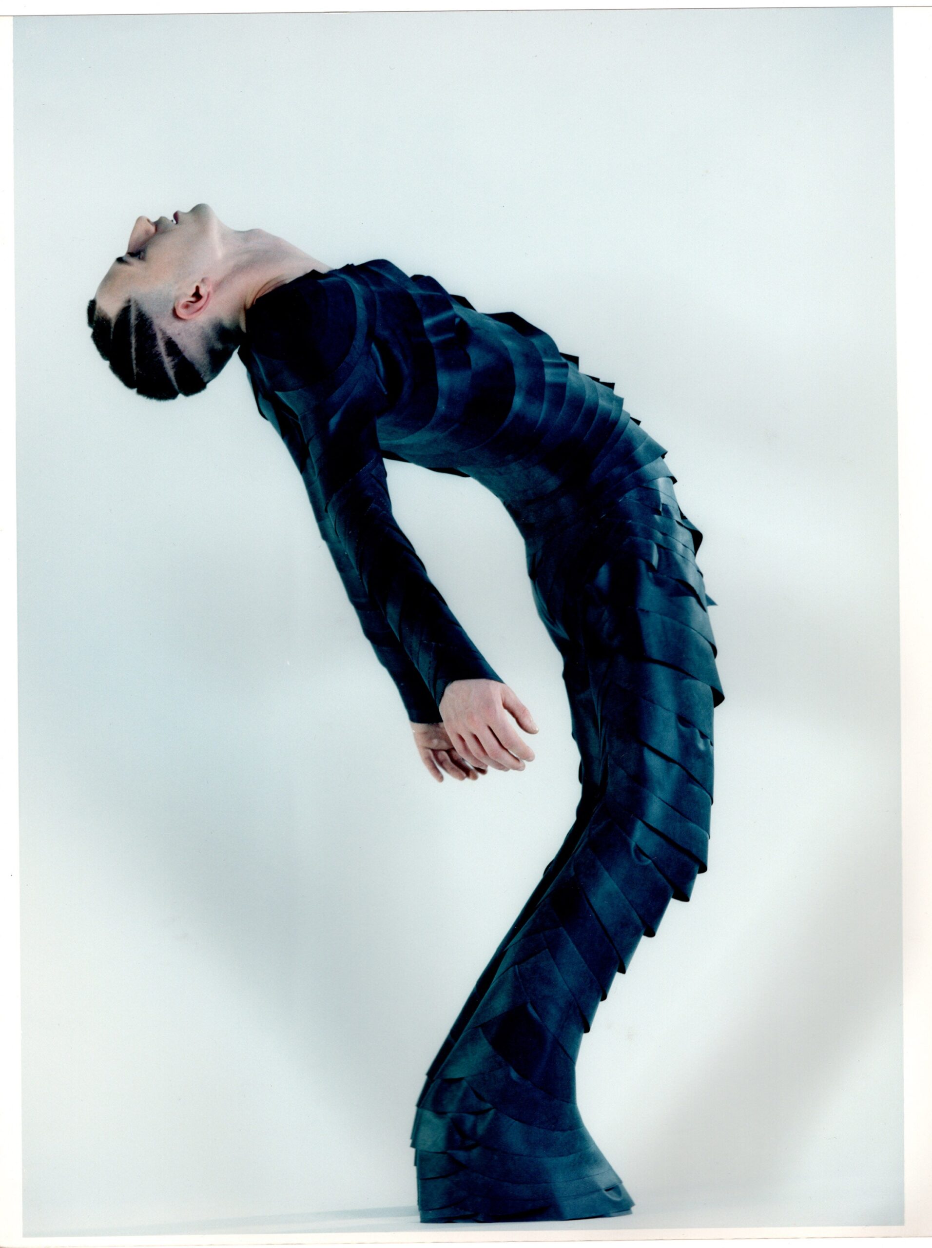 black pleated silk dress