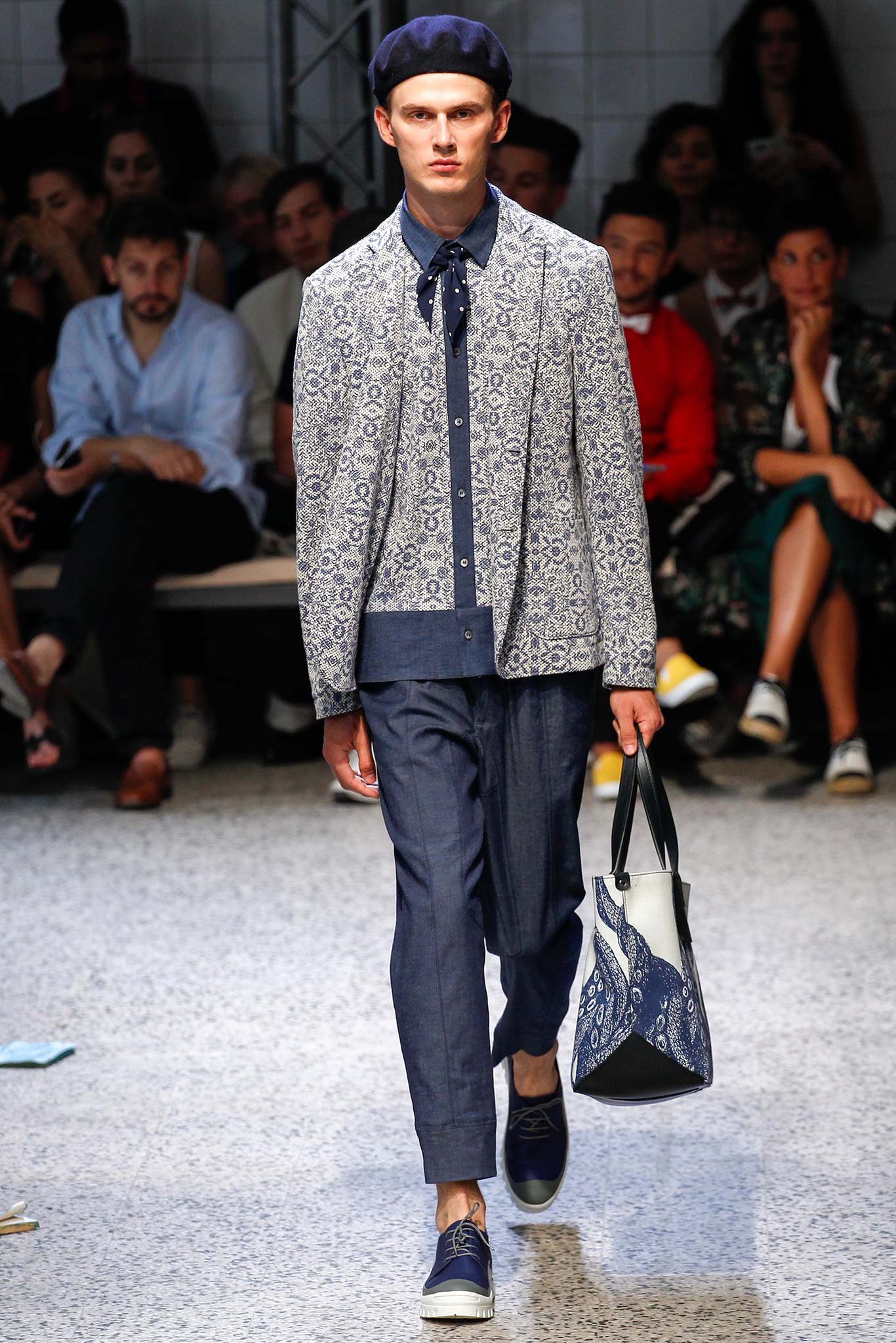 blue cotton printed bag