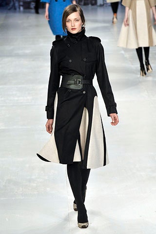 black and white belted trench coat