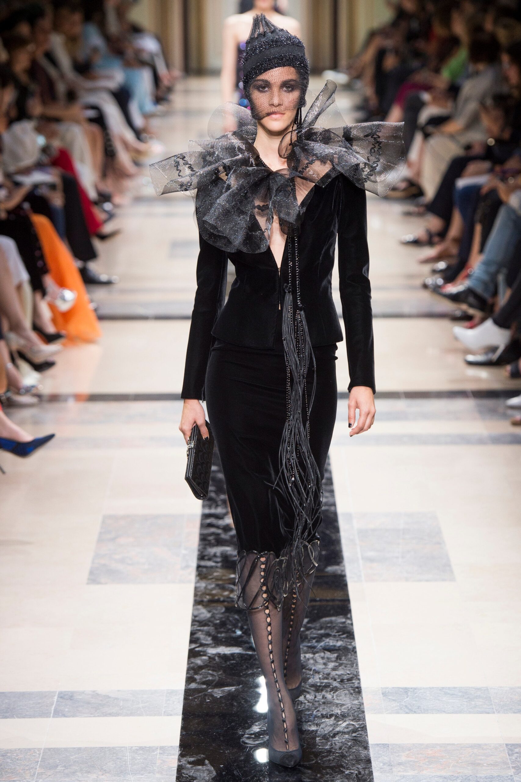 black velvet blazer and pencil skirt