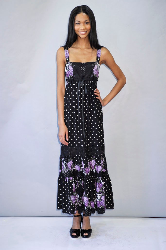 black floral polka-dot maxi dress