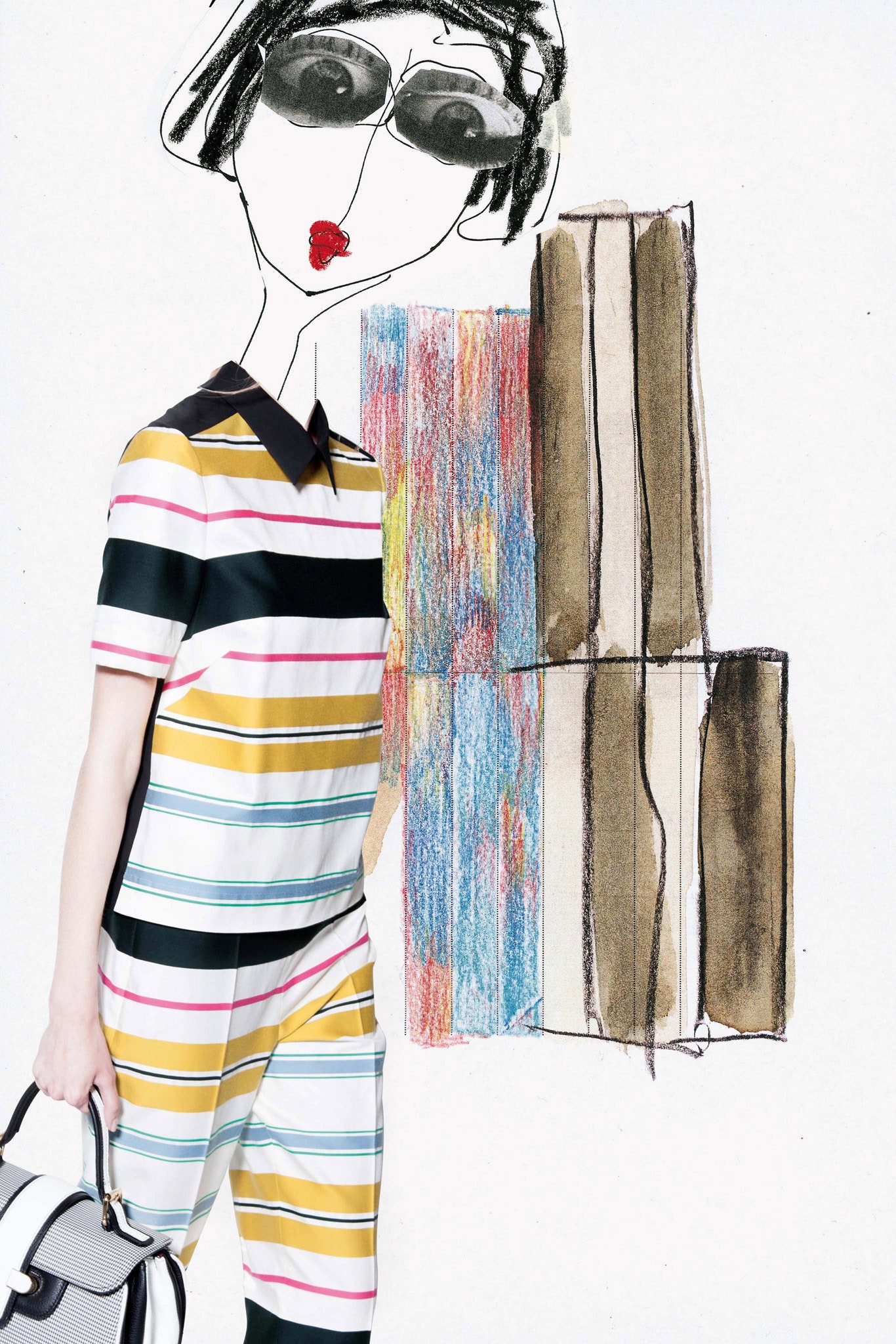 striped black and yellow top with pants