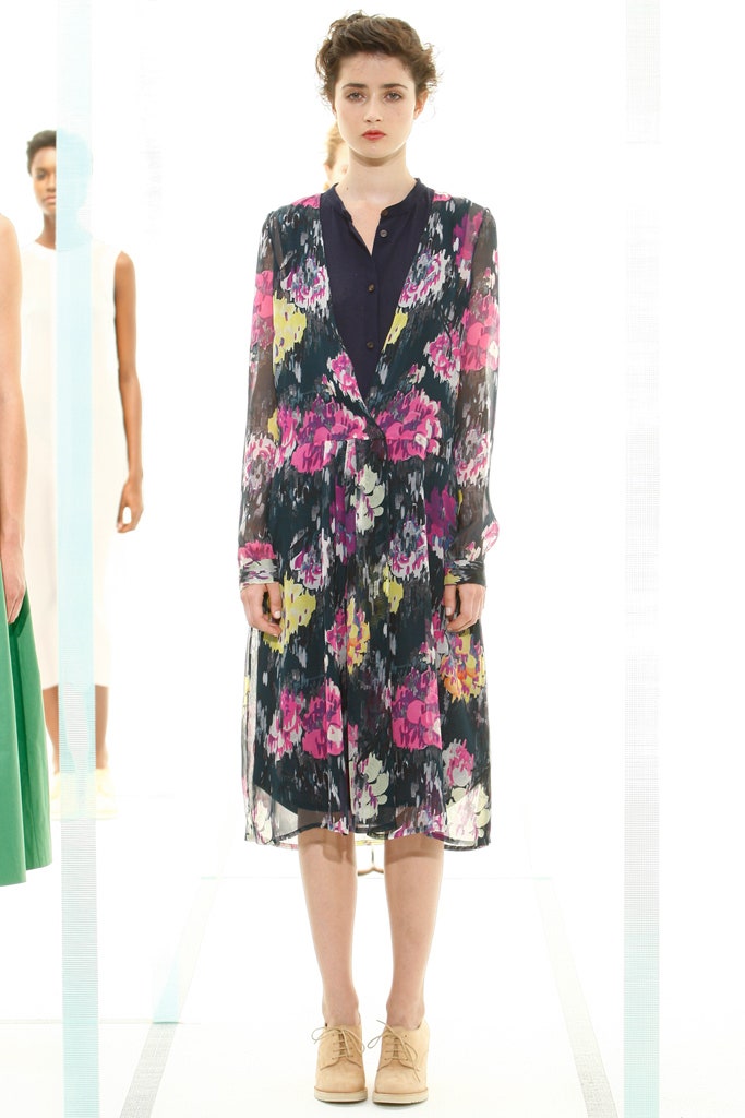 multi-colored chiffon midi dress