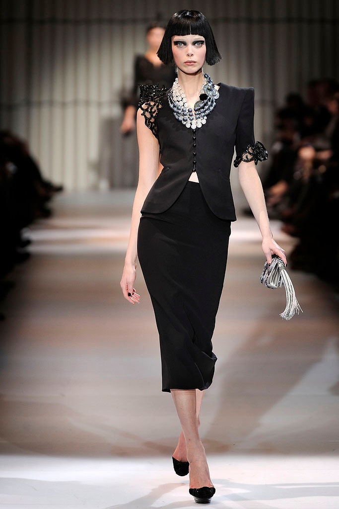 black fitted blazer and pencil skirt