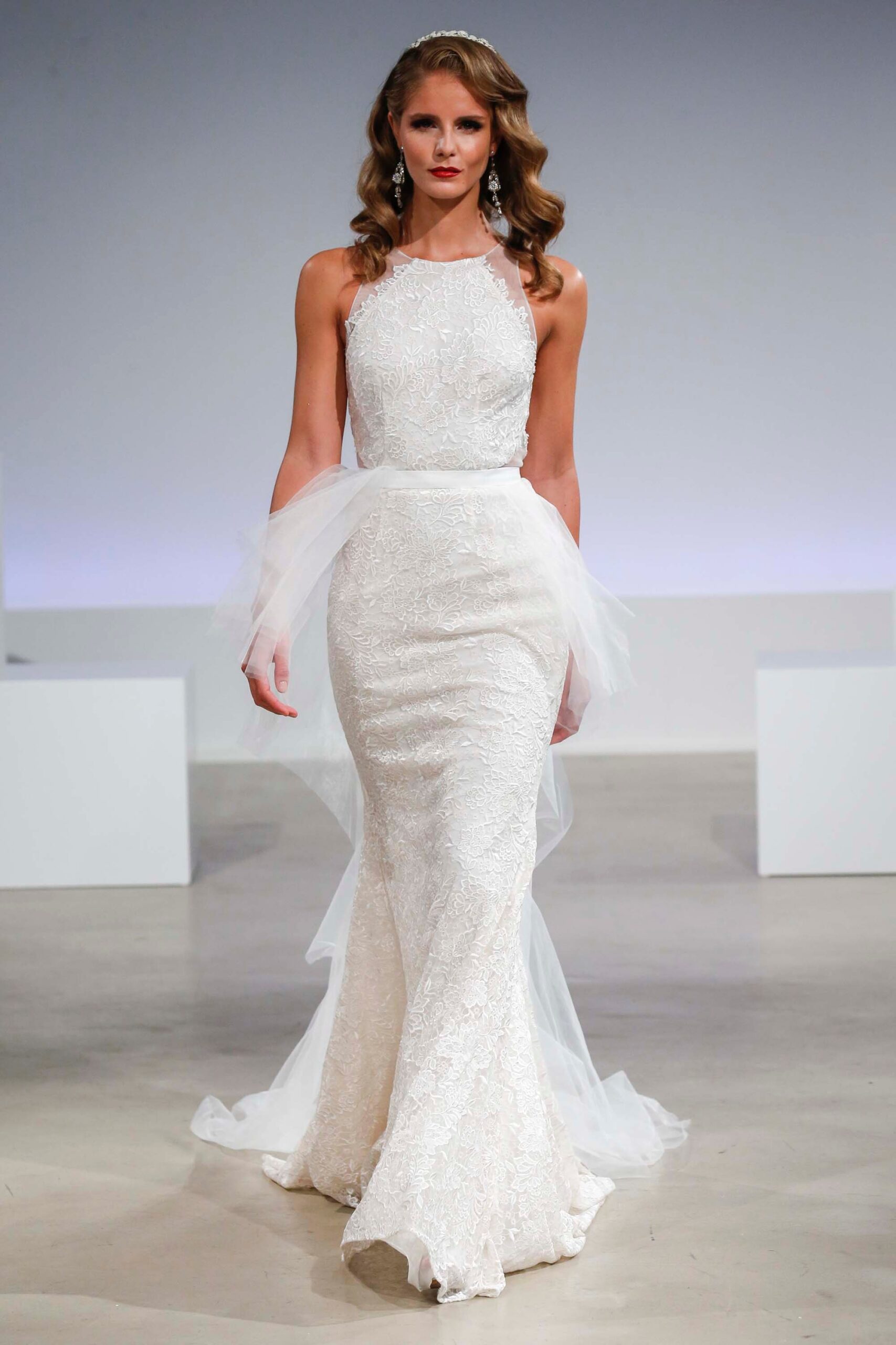 white lace fitted gown