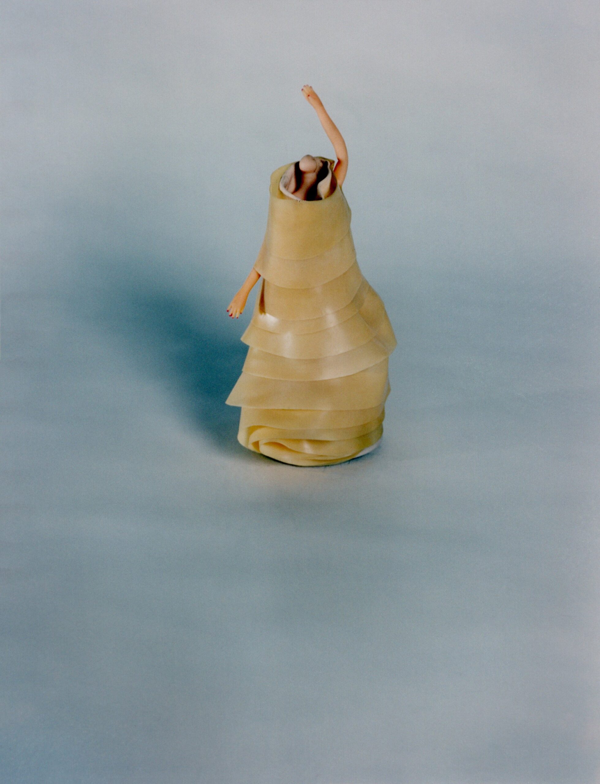 beige silk tiered dress