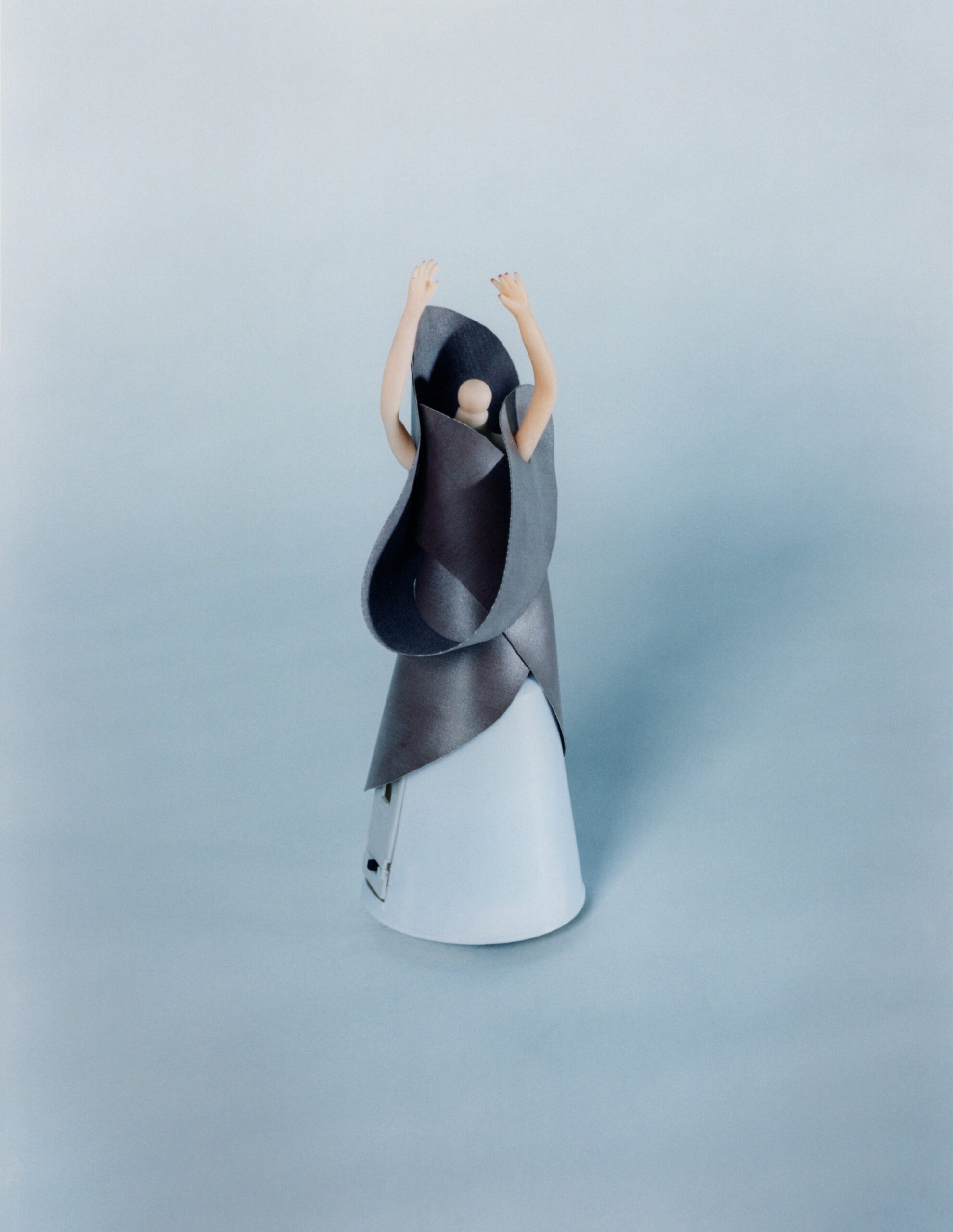 gray silk draped maxi dress