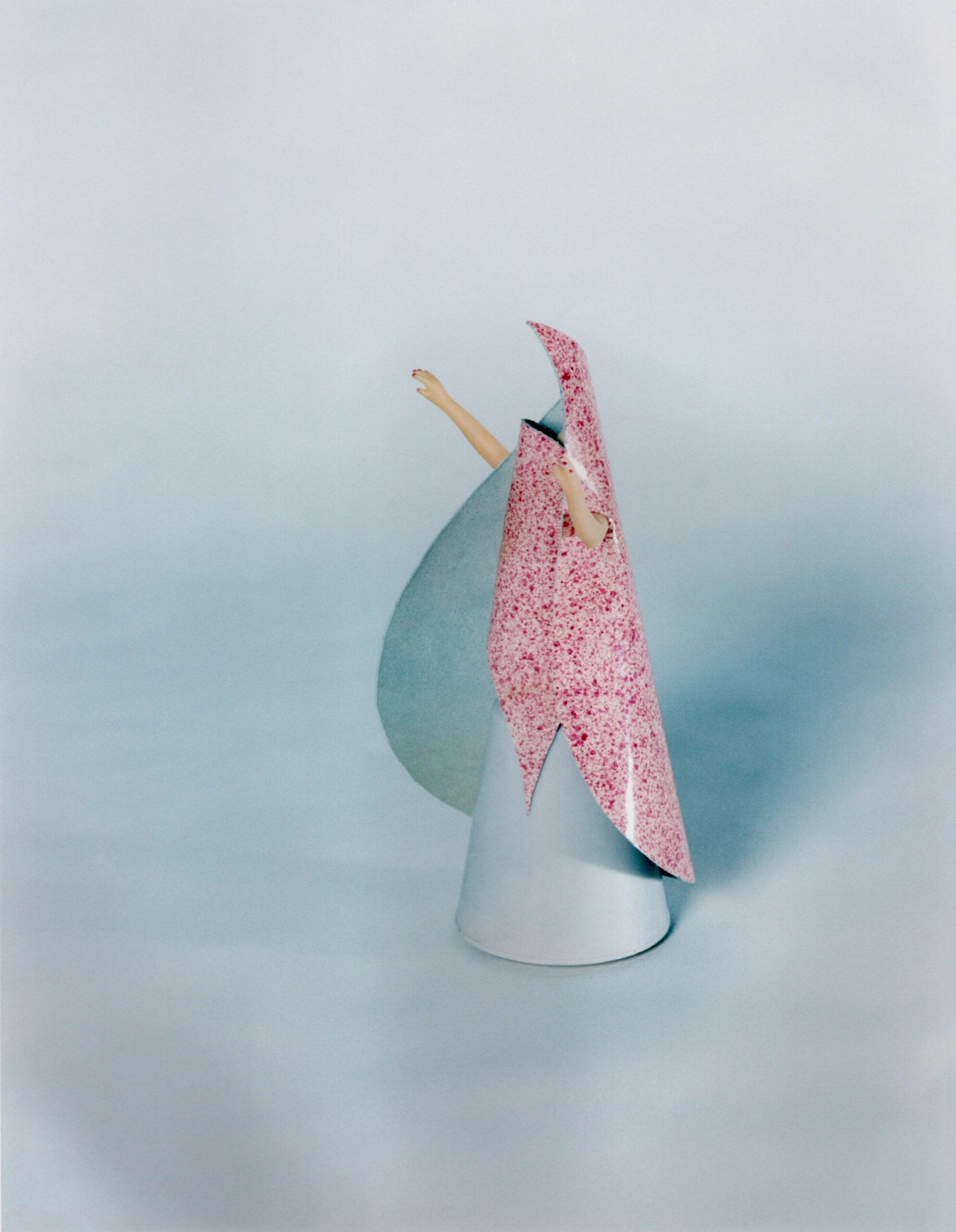 pink and blue layered midi dress