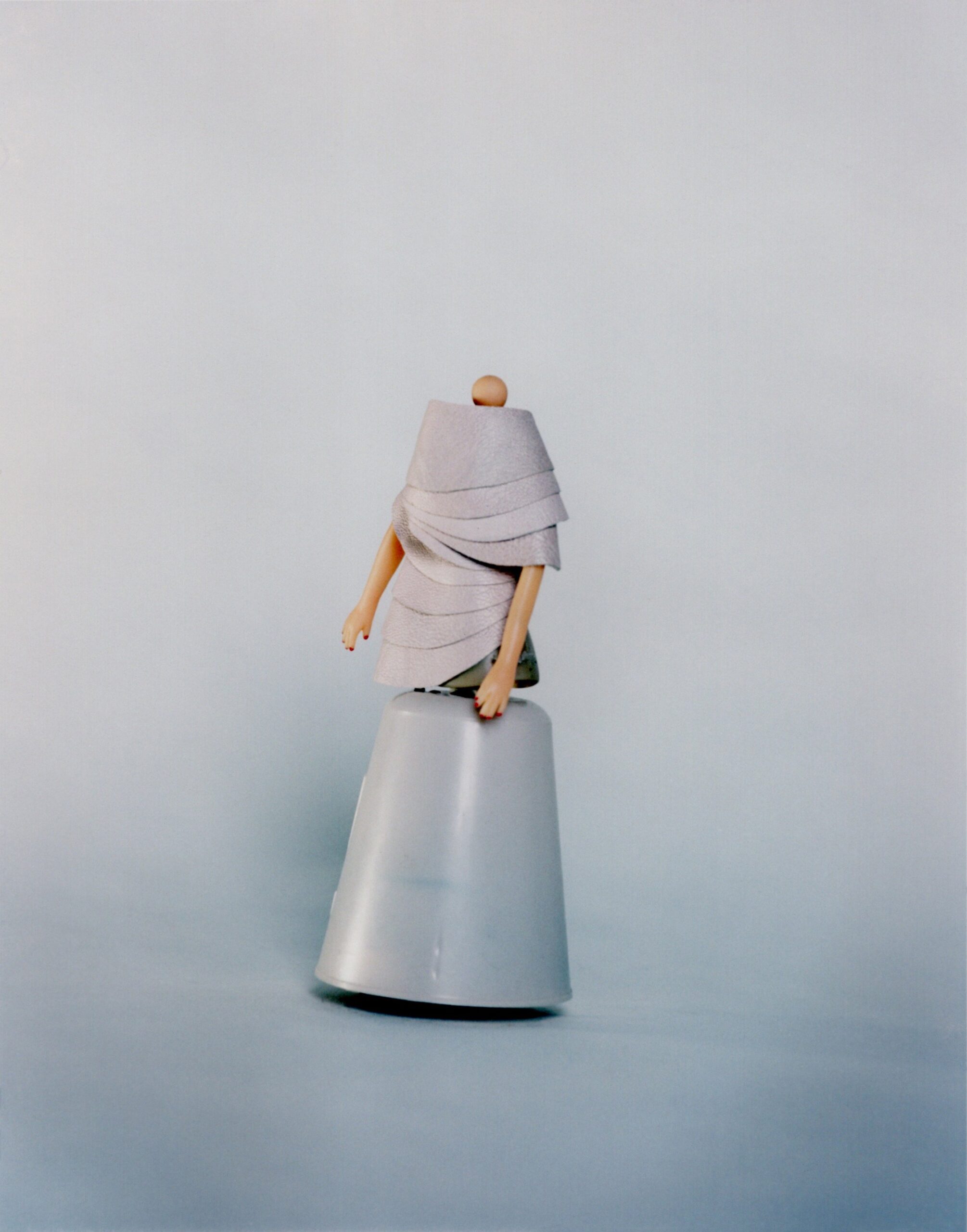 gray draped sleeveless dress