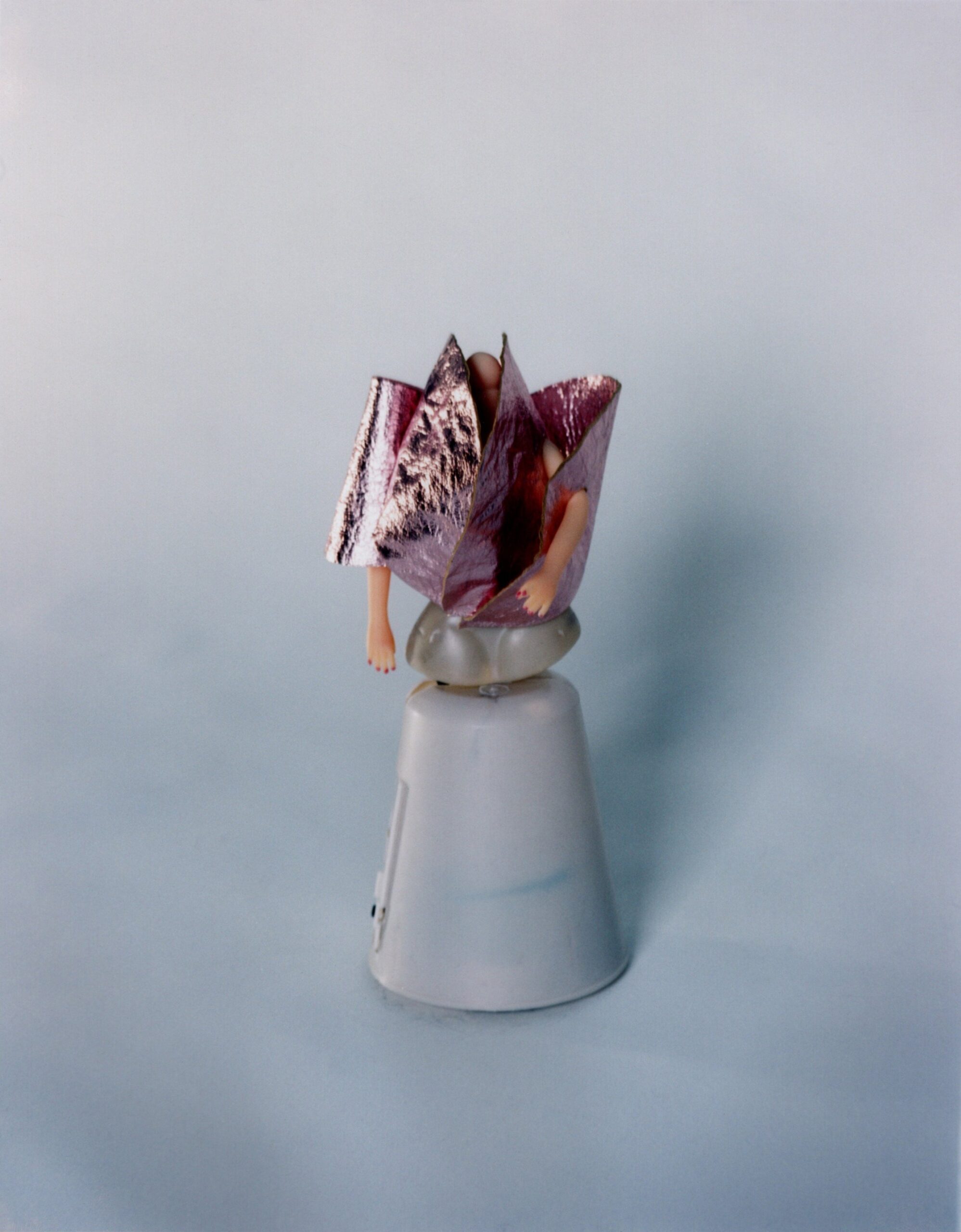 asymmetric purple metallic dress