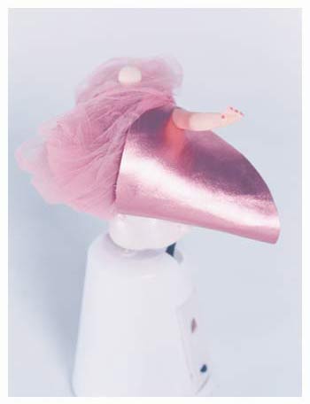 pink and gold structured hat