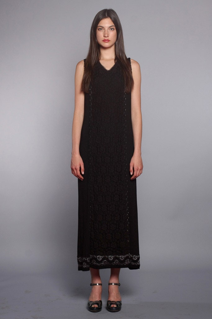 black silk sleeveless dress