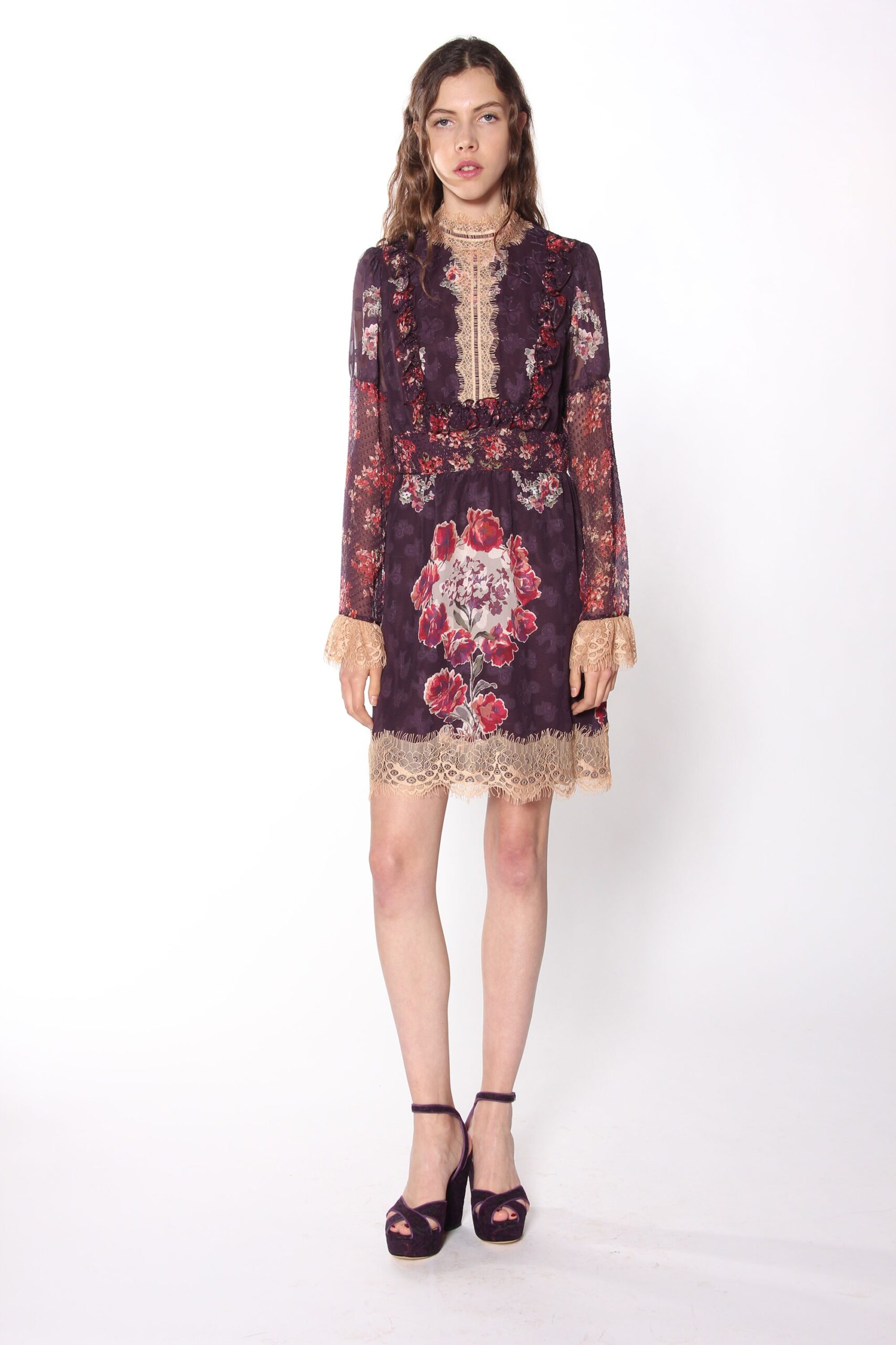 purple floral mini dress