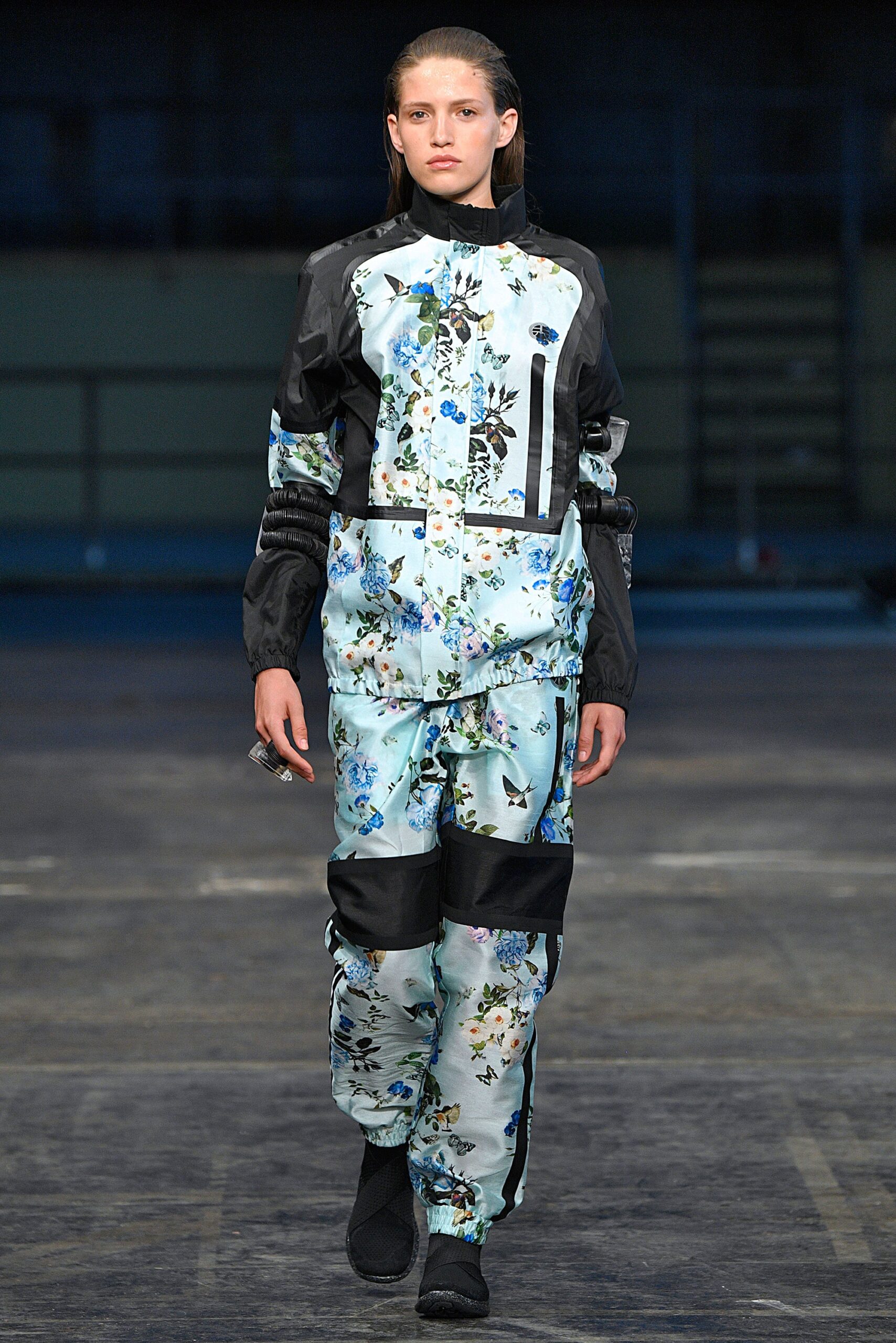 blue floral printed jumpsuit