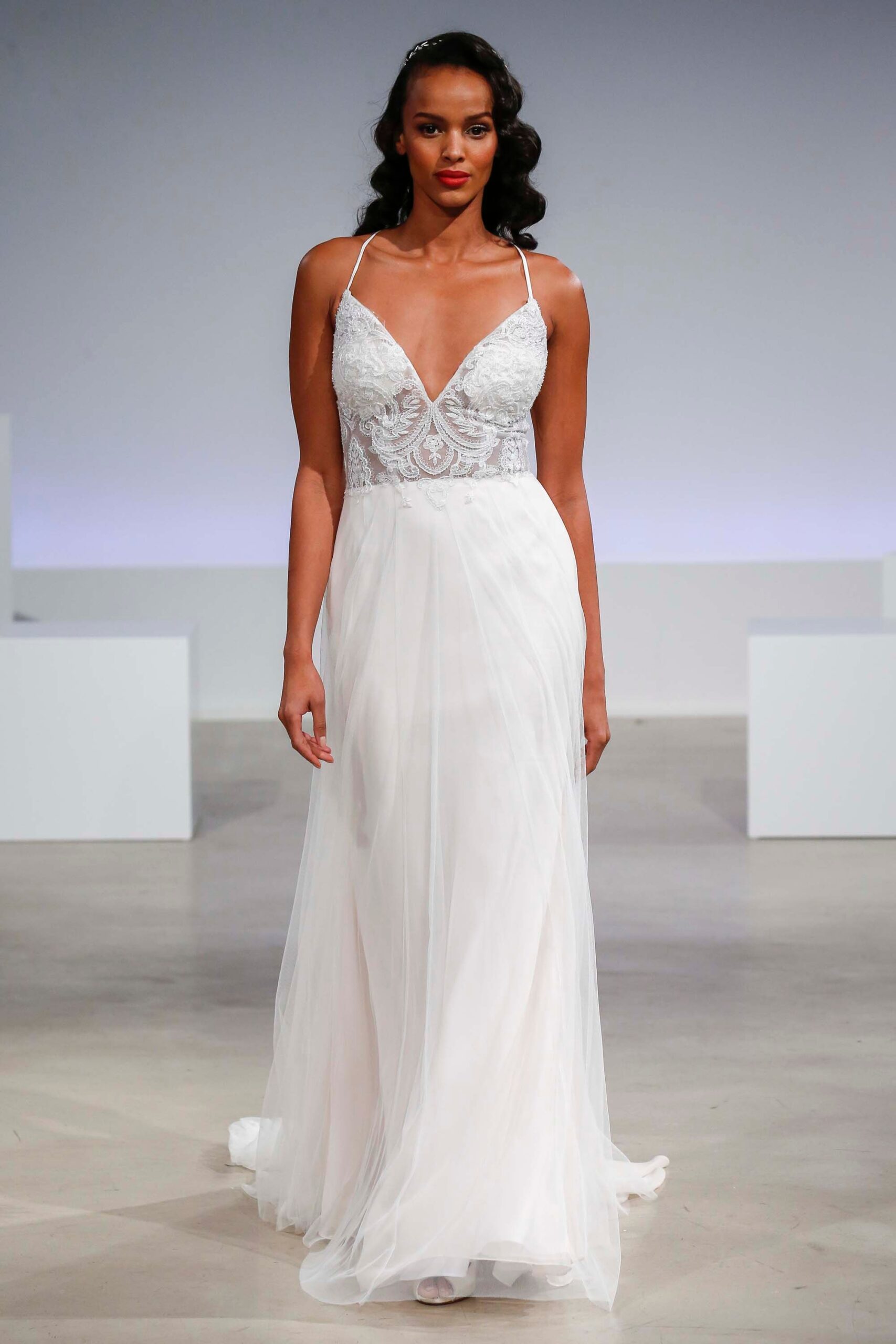 white silk chiffon gown