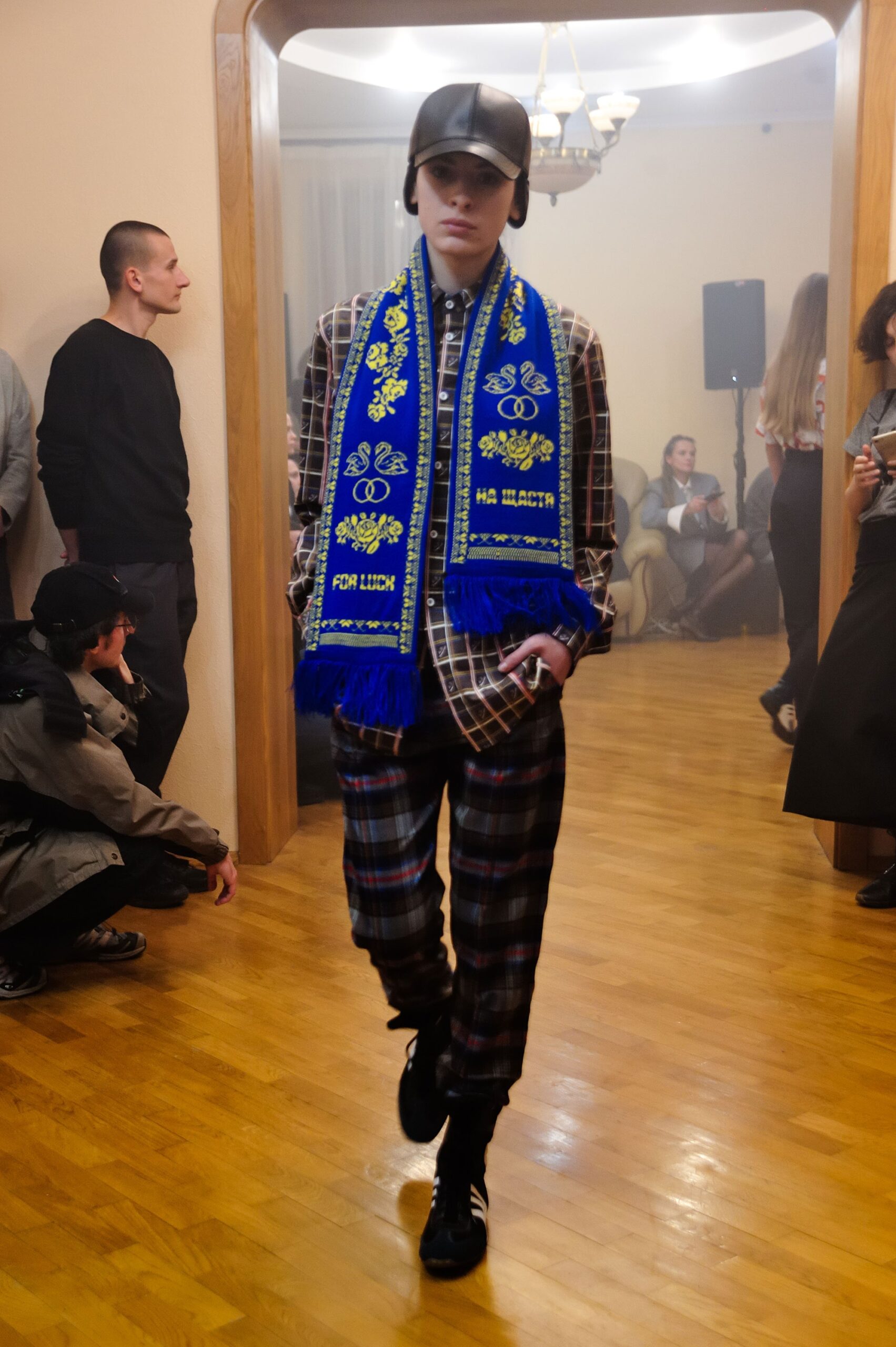 multi-checked shirt and pants