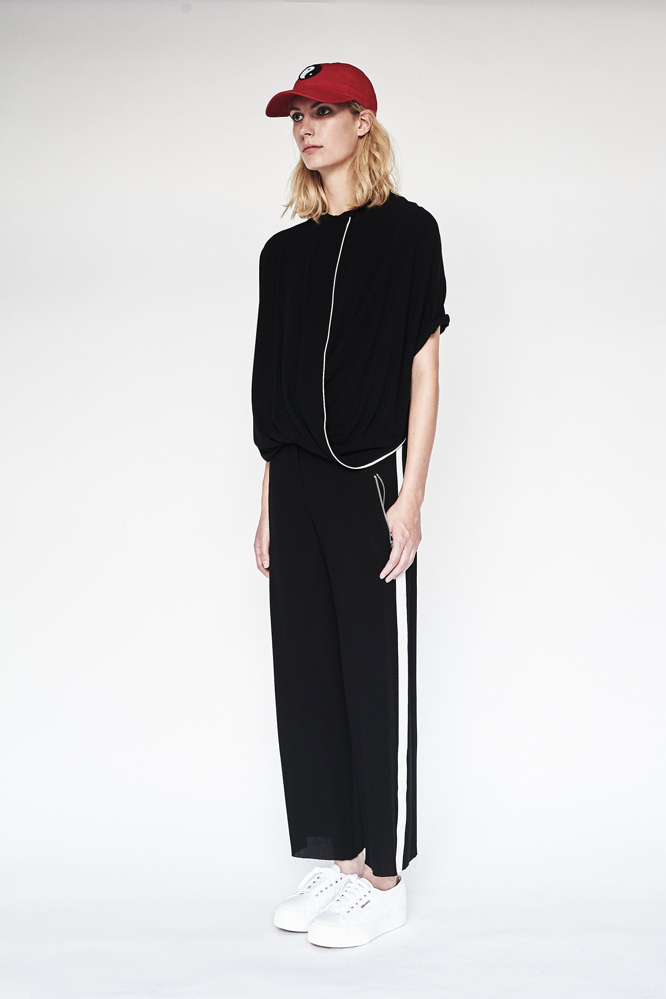 black relaxed top and pants