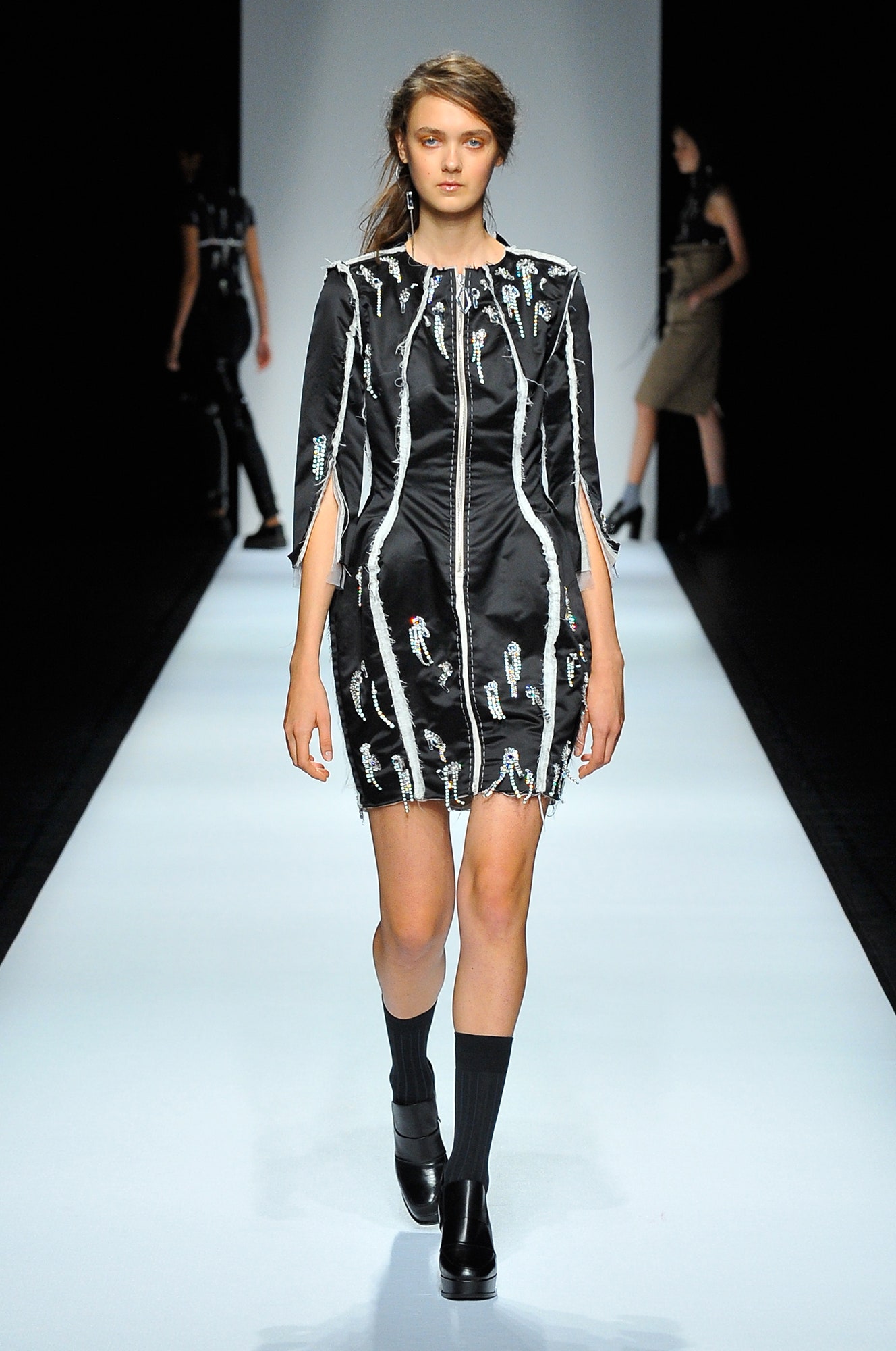 black silk fitted dress