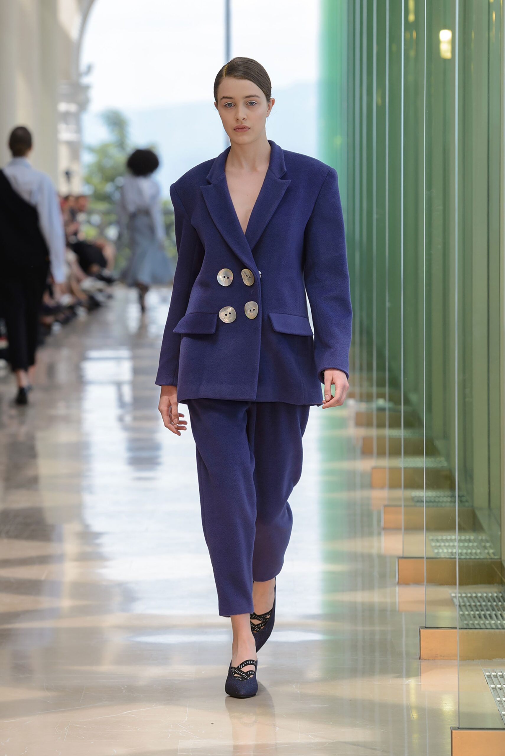 blue tailored suit