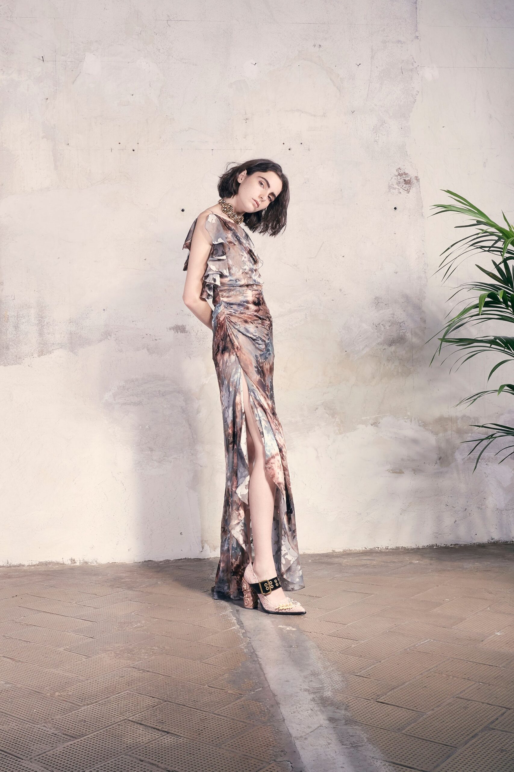 multi-colored silk gown