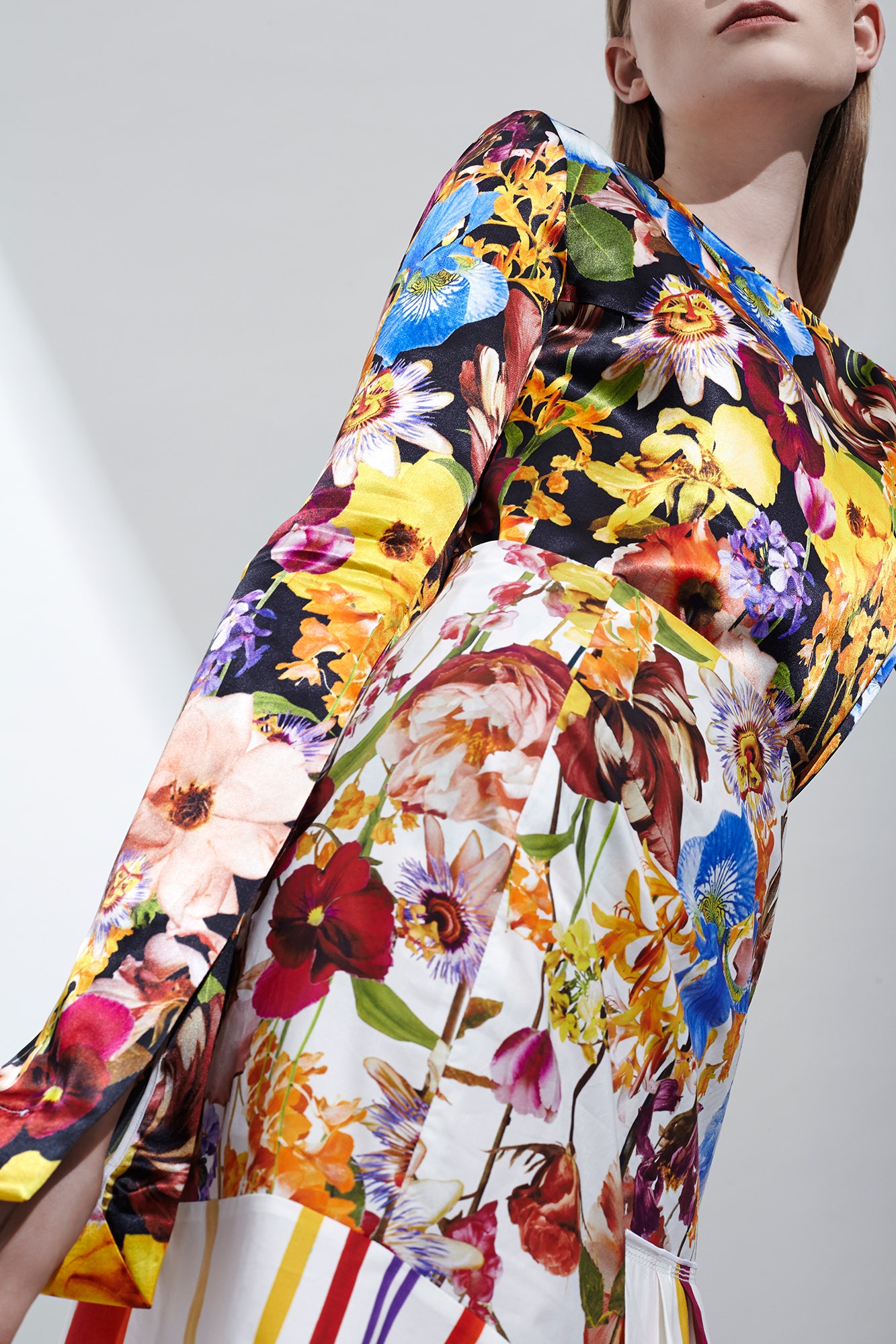 multi-colored floral fitted dress