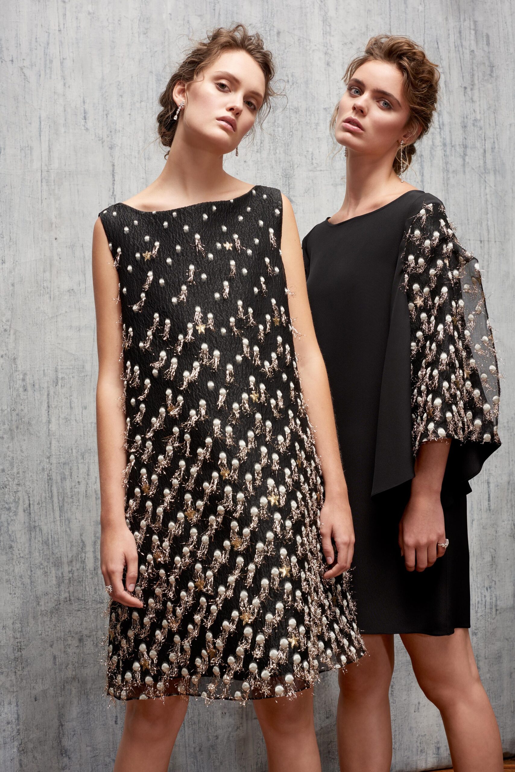 black embroidered short dresses